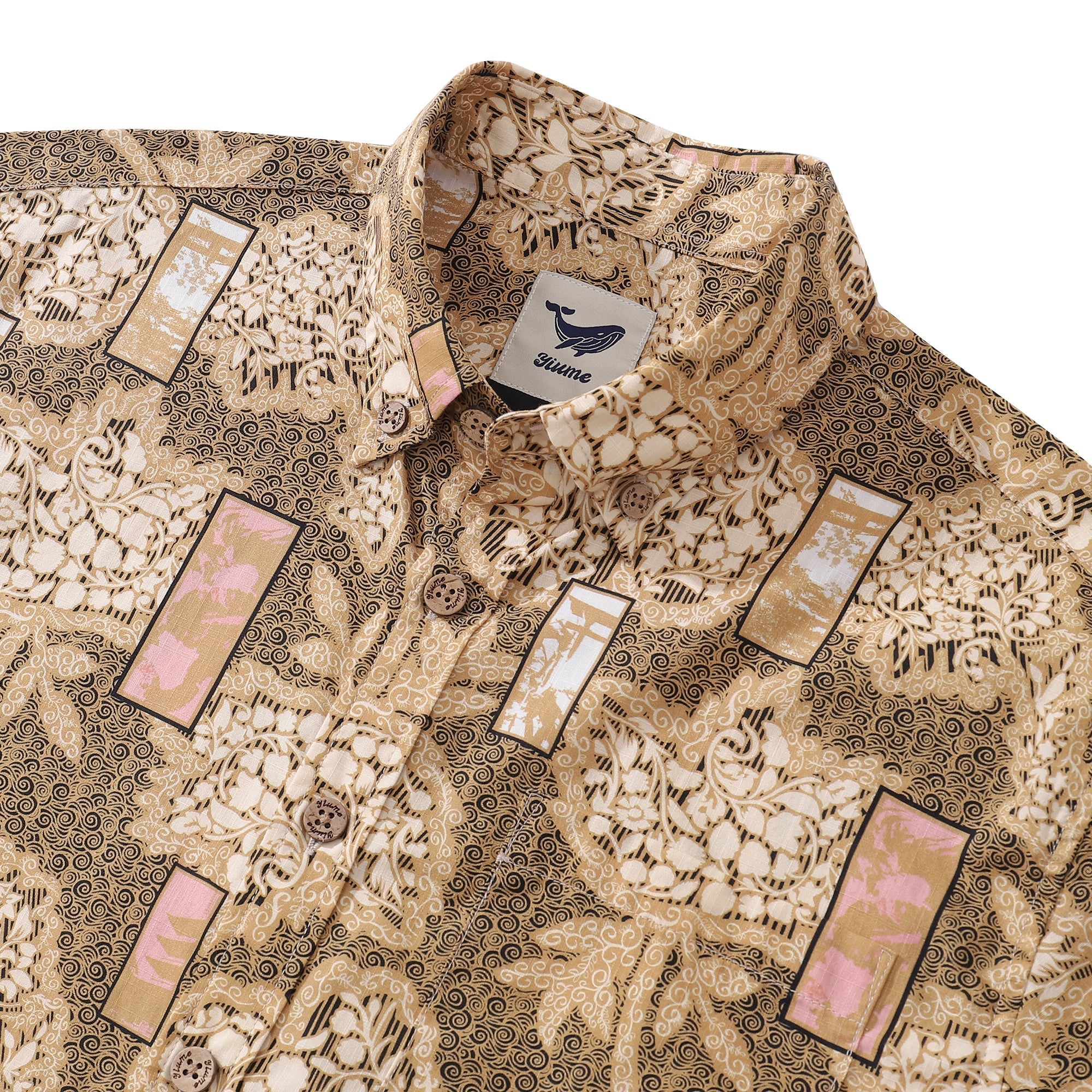 Men's Hawaiian Shirt Good Fortune Has Come Cotton Button-down Short Sleeve Aloha Shirt By Yakima