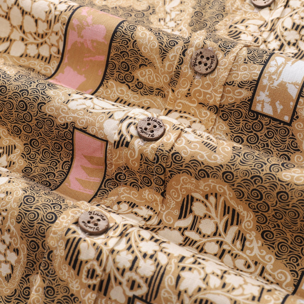 Men's Hawaiian Shirt Good Fortune Has Come Cotton Button-down Short Sleeve Aloha Shirt By Yakima