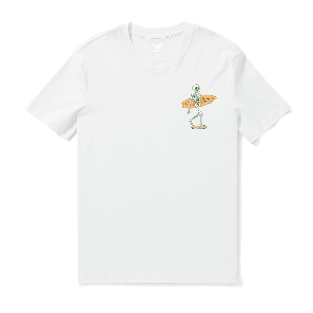 Hawaiian Tee For Men Out There☠️ 🌊BY LOINDAFLOW Tee Crew Neck 100% Cotton - WHITE By Laihha Organna