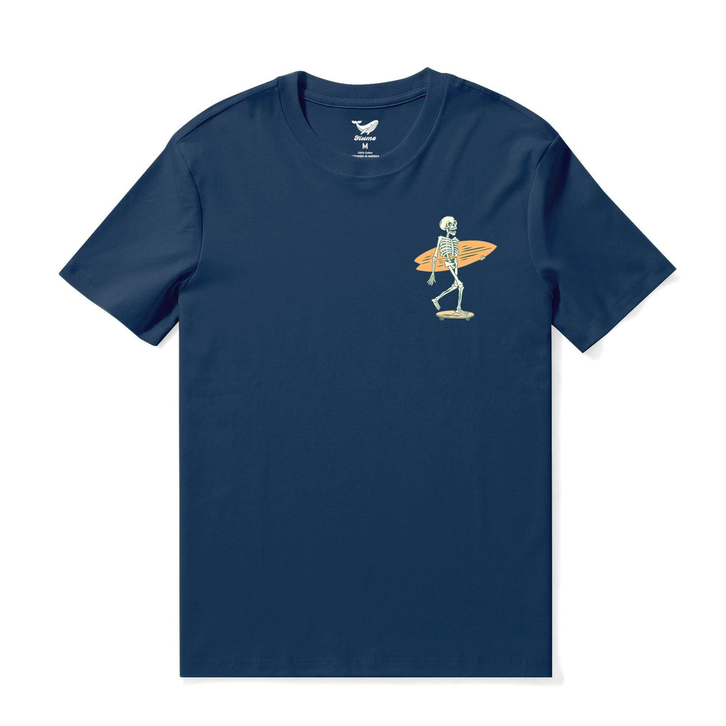 Hawaiian Tee For Men Out There☠️ 🌊BY LOINDAFLOW Tee Crew Neck 100% Cotton - NAVY BLUE By Laihha Organna