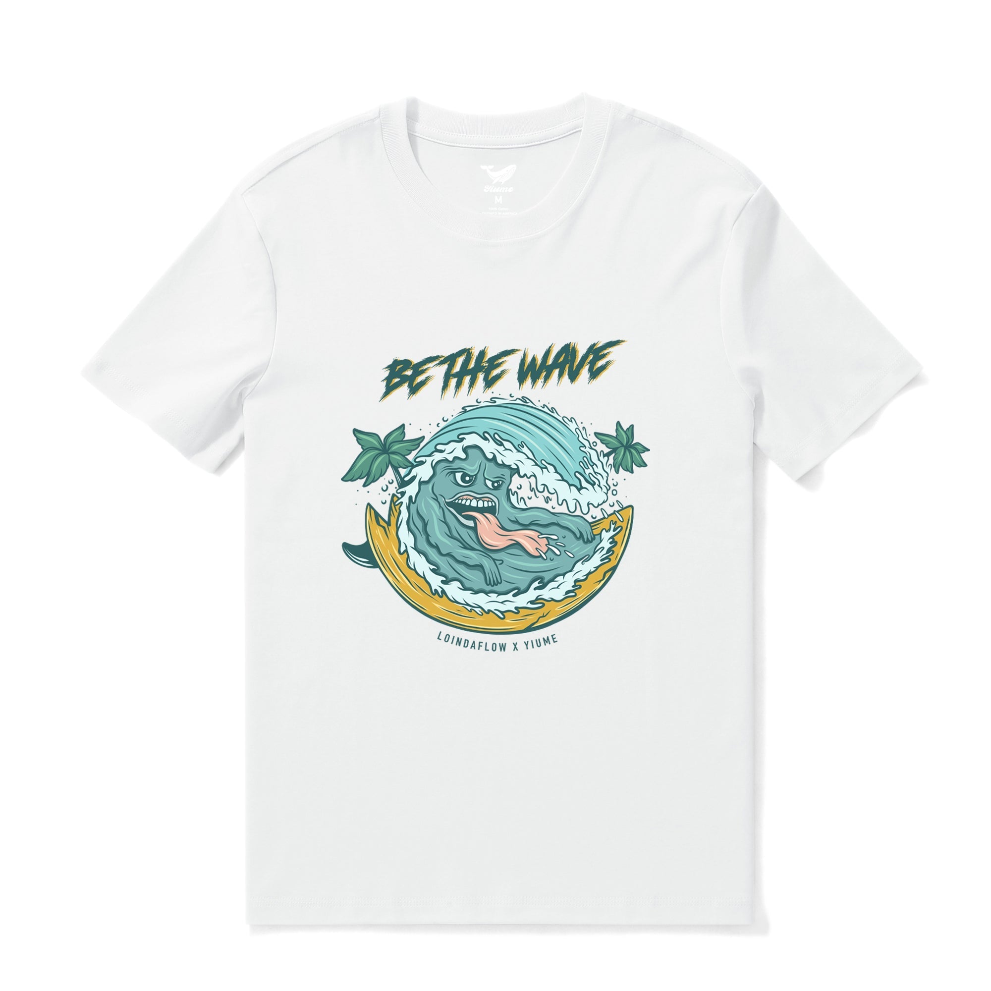 Hawaiian Tee For Men Be the Wave By Loindaflow Tee Crew Neck 100% Cotton - WHITE By Laihha Organna
