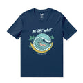Hawaiian Tee For Men Be the Wave By Loindaflow Tee Crew Neck 100% Cotton - NAVY BLUE By Laihha Organna