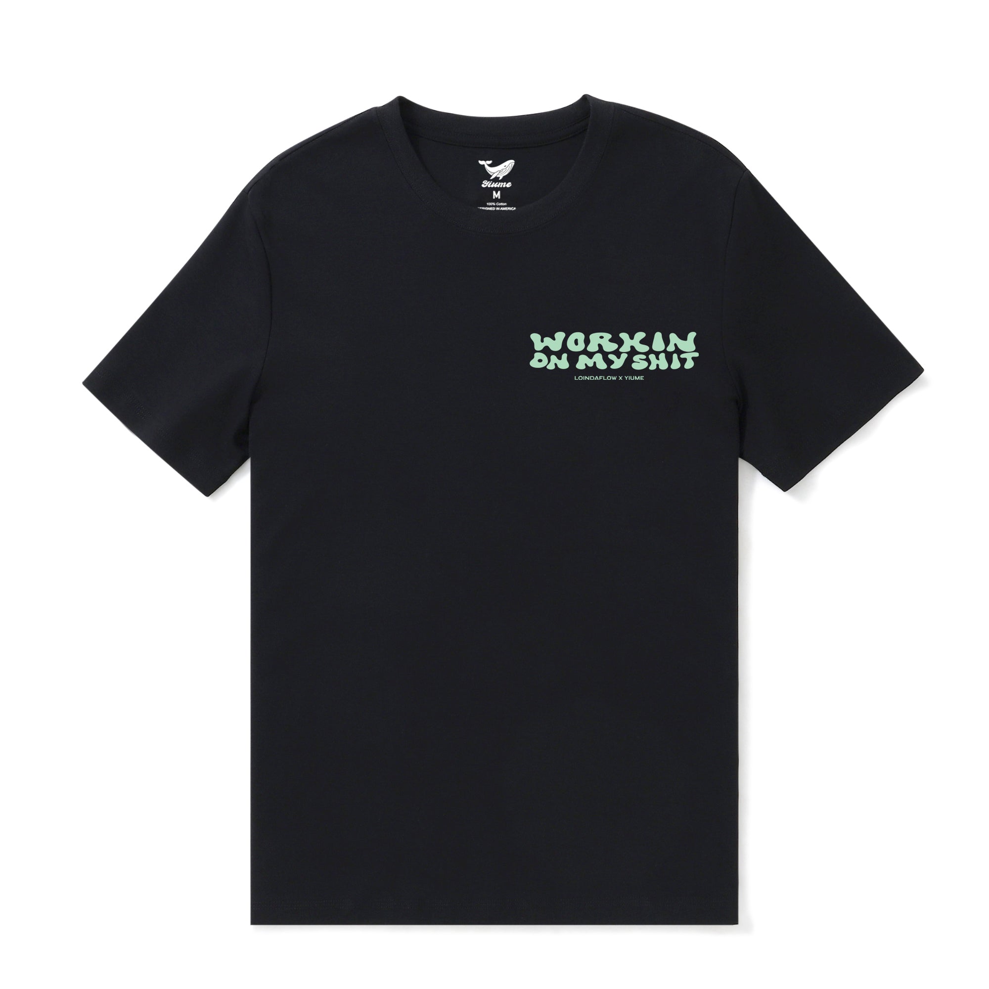 Hawaiian Tee For Men Working on Myself By Loindaflow Tee Crew Neck 100% Cotton - BLACK By Laihha Organna