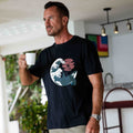 Hawaiian Tee For Men The Killer Wave Tee Crew Neck 100% Cotton - BLACK By Shawn