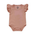 Dusty Rose Flutter Sleeve Baby Onesie
