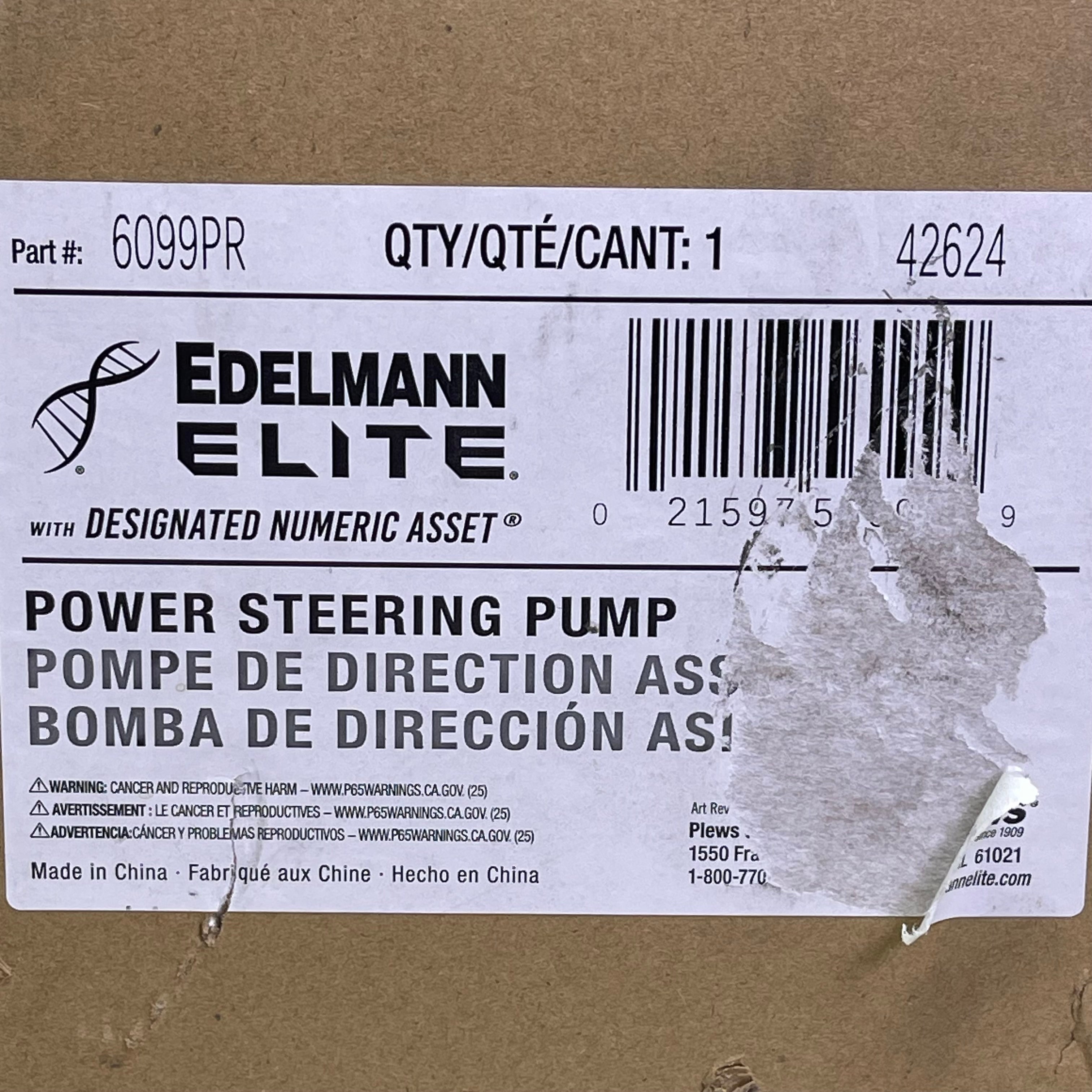 EDELMANN ELITE Power Steering Pump for Toyota w/ Pulley & Reservoir 6099PR