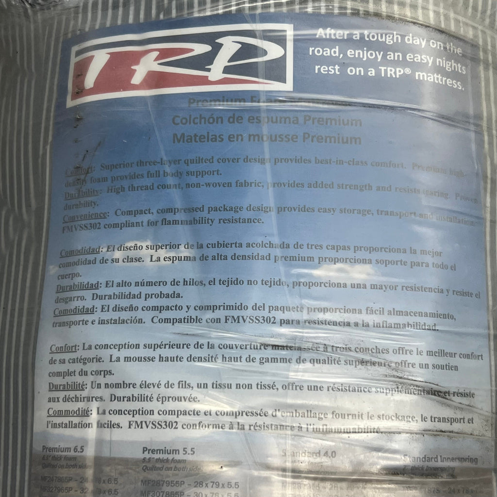 ZA@ TRP Foam Mattress for Semi Truck Sleeper 42 x 08 x 7 White MS42807S
