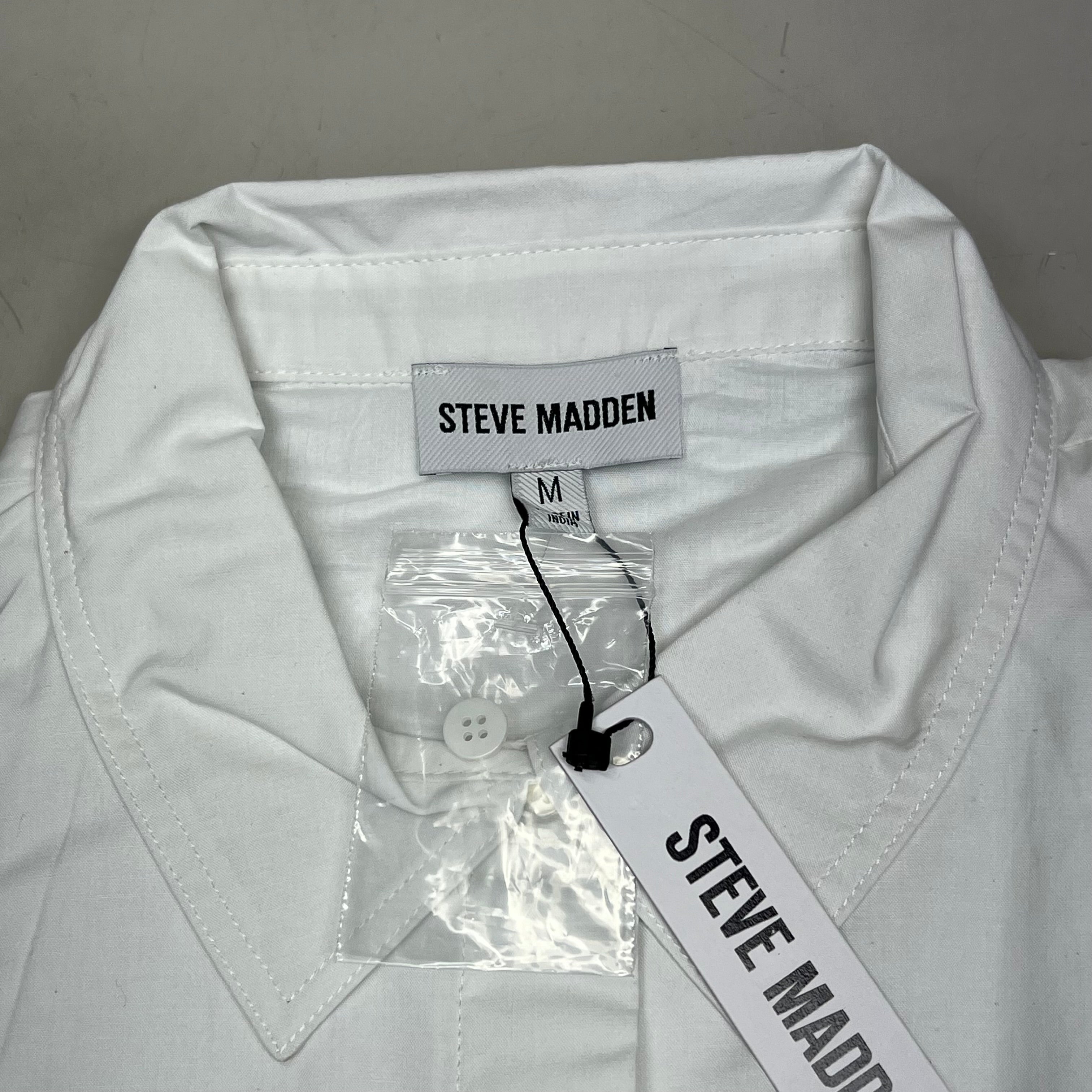 STEVE MADDEN Fit & Flare Shirt Dress Long Sleeve Button Cuff Women's Sz M Cloud
