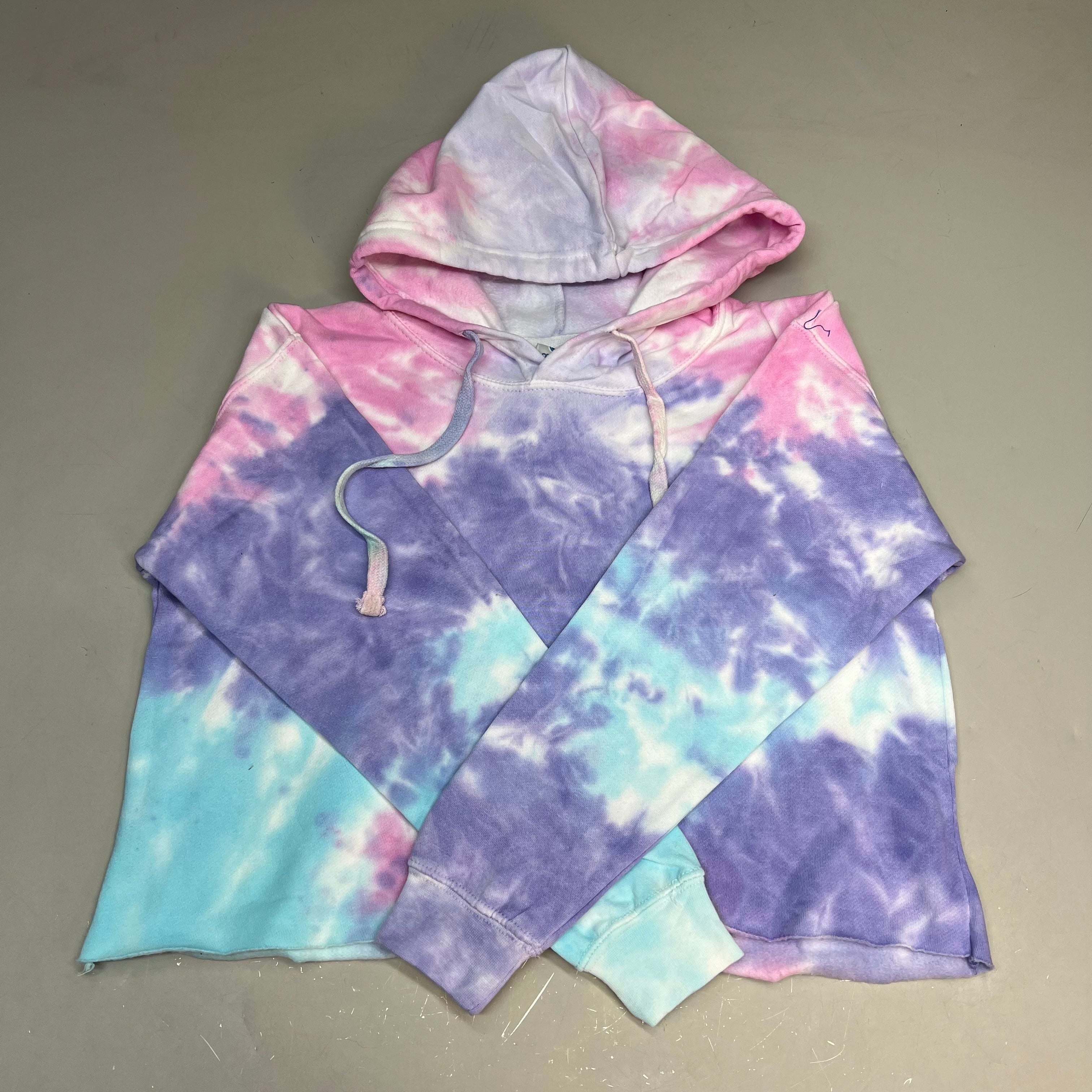 COLORTONE Sweat Shirt Crop Top Tie Dye Hoodie Women's Sz M Cotton Candy 8333