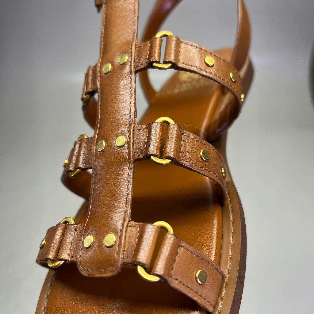 VINCE CAMUTO Leather Studded Gladiator Sandals Women's Sz 8.5M Caramelo VC-Claira