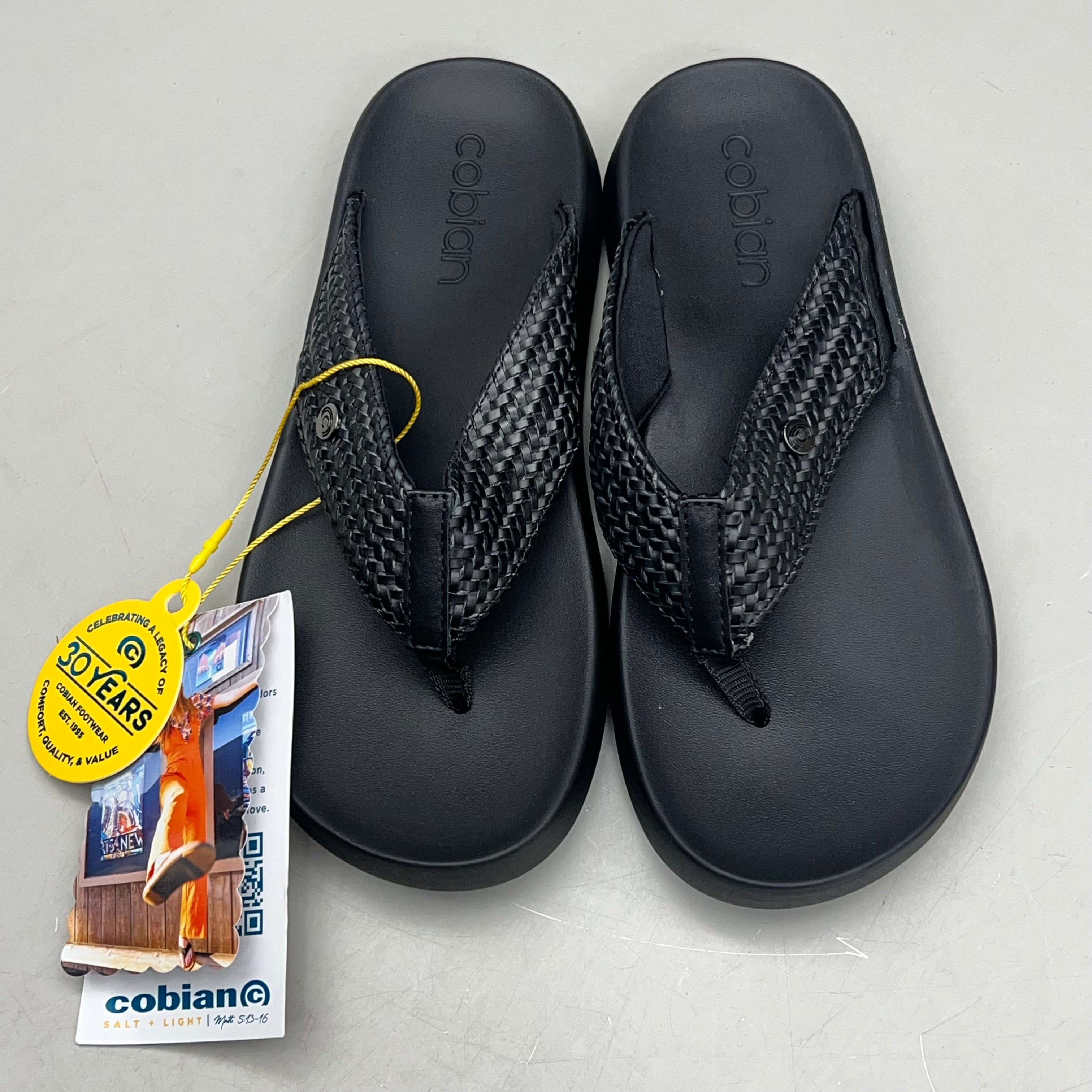 COBIAN Palmilla Braided Synthetic Leather Strap Sandals Women's Sz 6 EU 35.5 Black PAL25-001-06