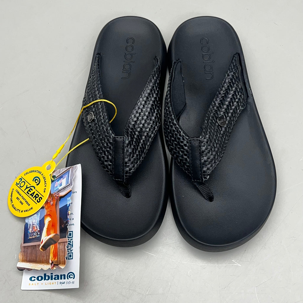 COBIAN Palmilla Braided Synthetic Leather Strap Sandals Women's Sz 9 EU 39.5 Black PAL25-001-09