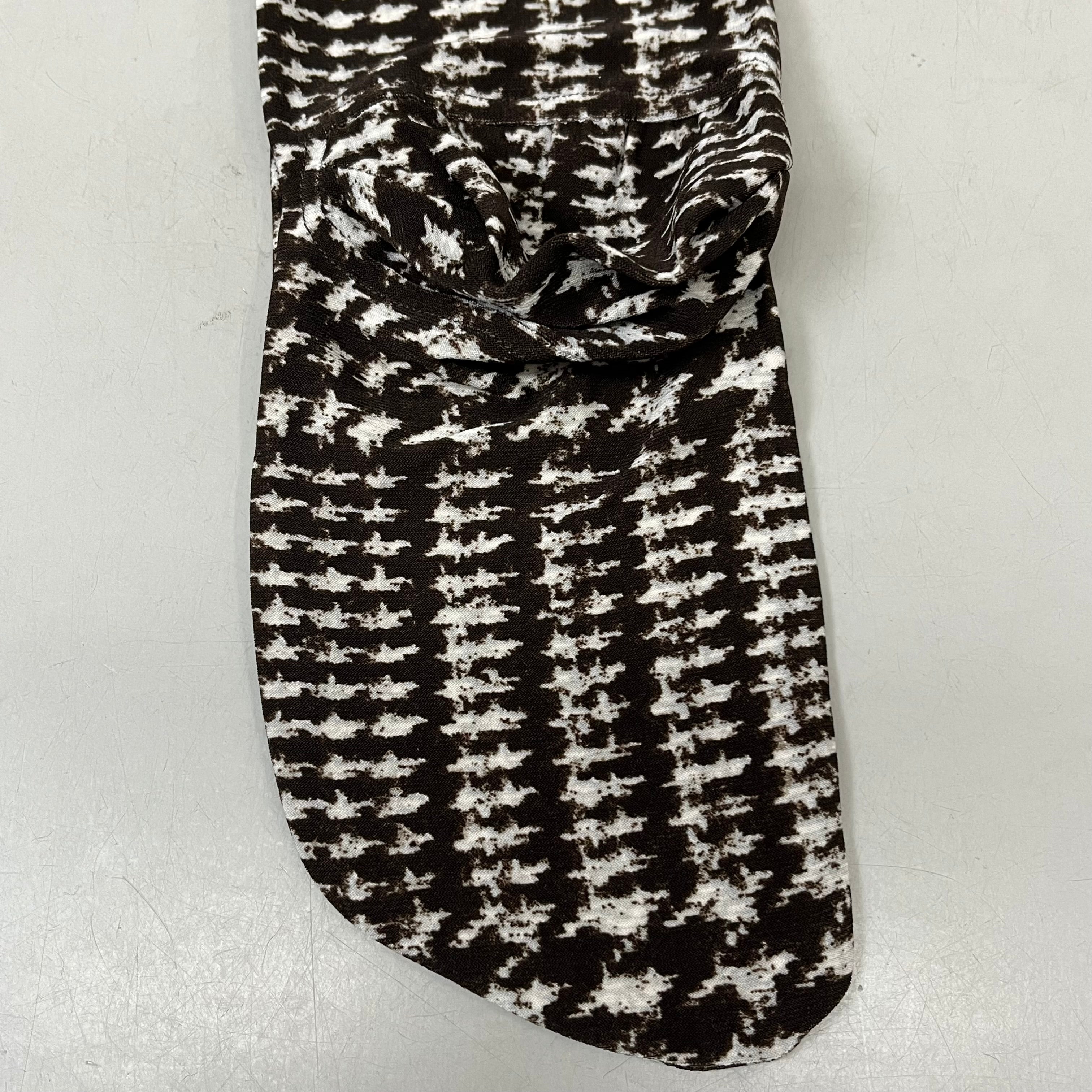 NORMA KAMALI Sleeve Open Back Catsuit Footsie Women's Sz XXS/32 Chocolate Plaid