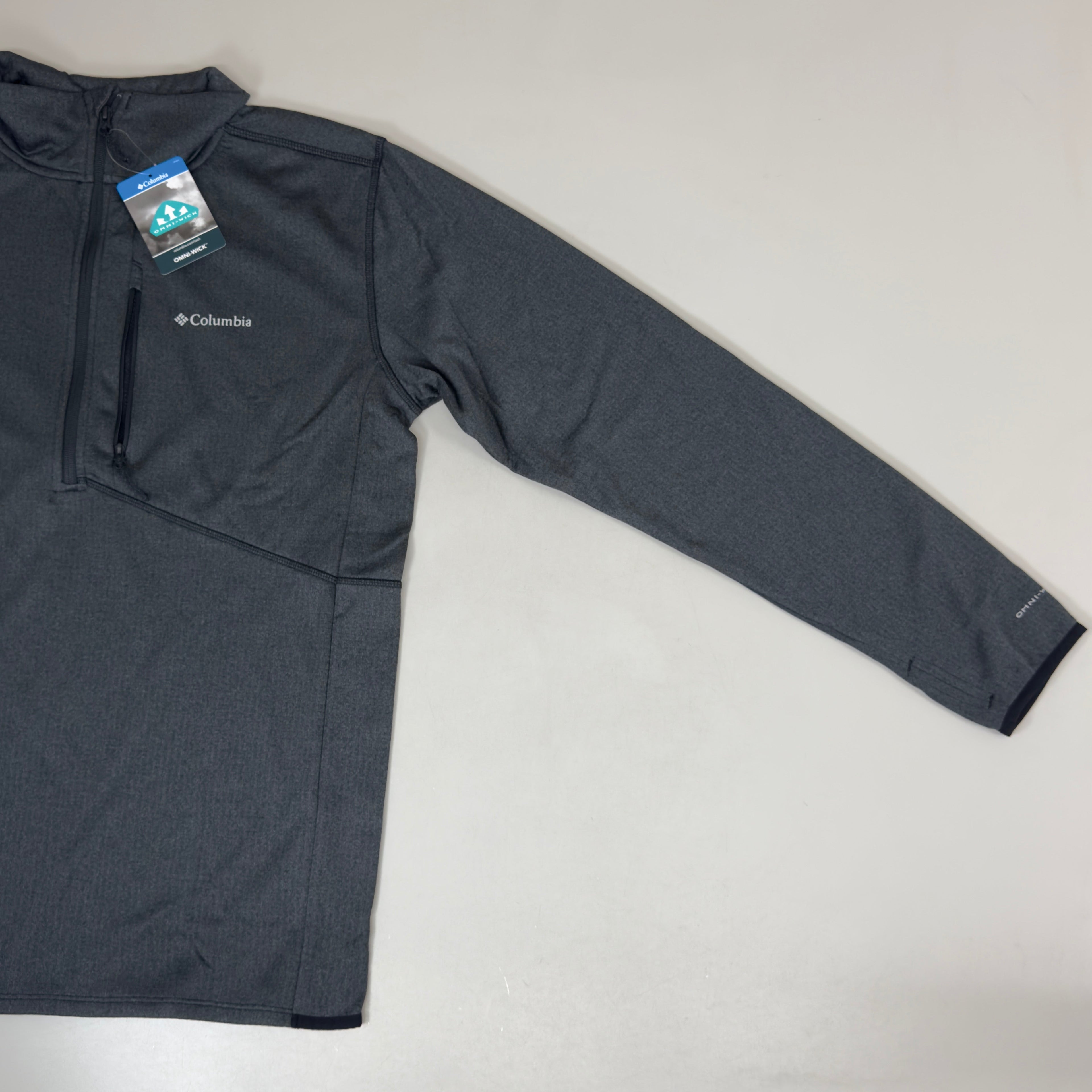 COLUMBIA Park View Fleece Half Zip Omni-Wick Men's Sz XL Blk Heather 1952201010