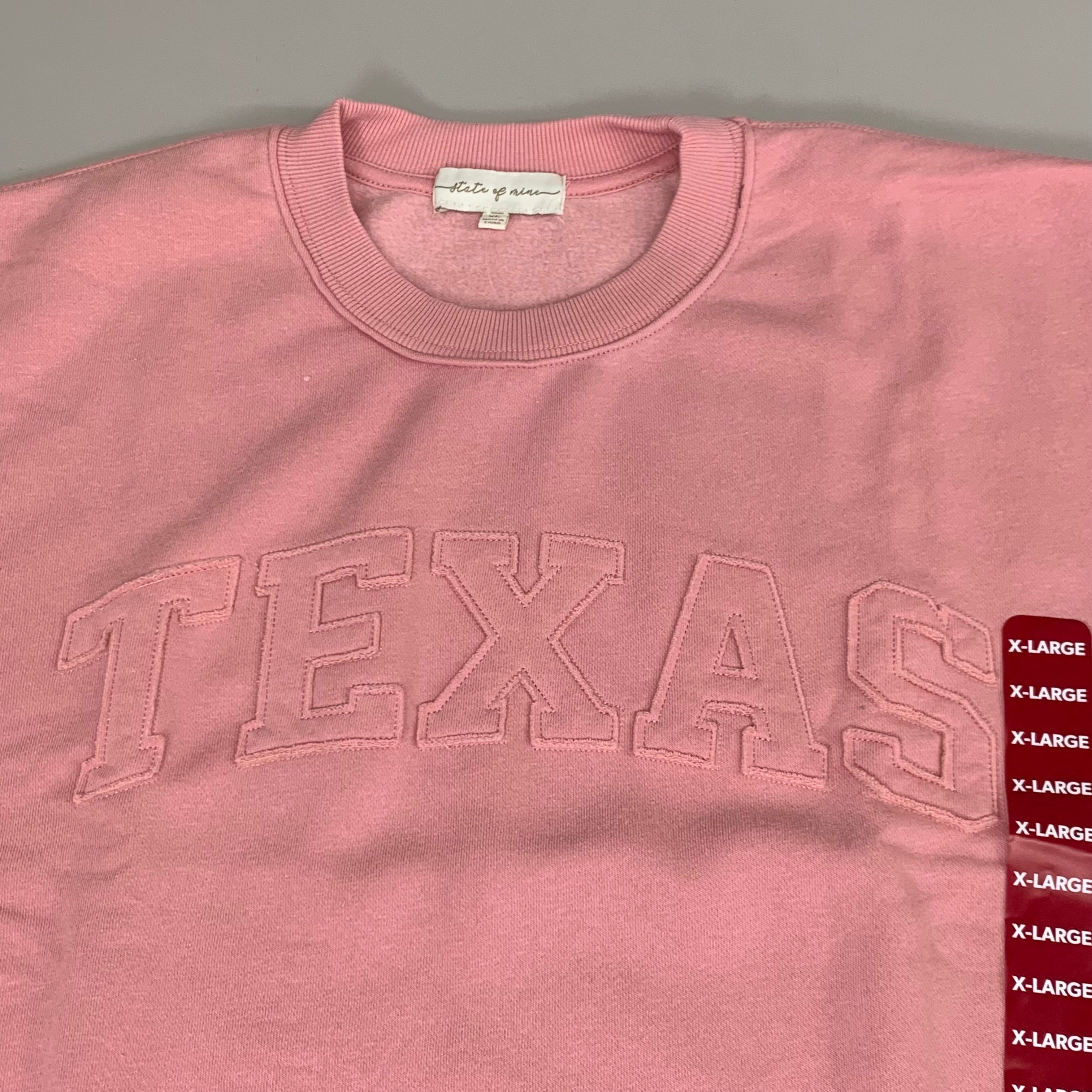 STATE OF MINE Women's Texas Print Sweatshirt Sz-XLarge Blush 15711