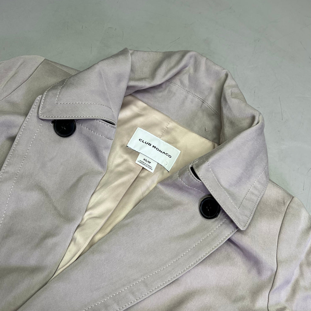 CLUB MONACO Long Trench Coat 100% Lyocell Shell Women's Sz ZS Light Khaki