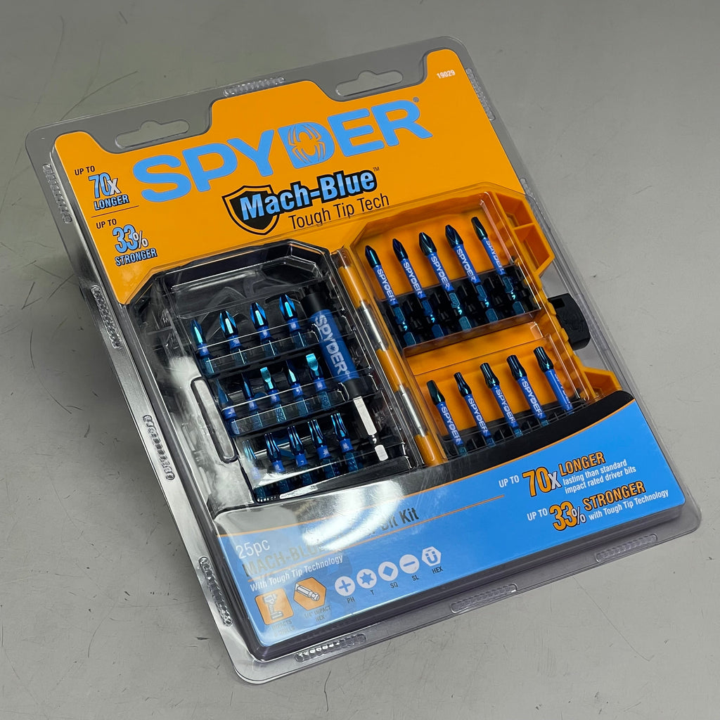 SPYDER Mach-Blue Driver Bit Kit 25 Piece Metallic Blue 19029