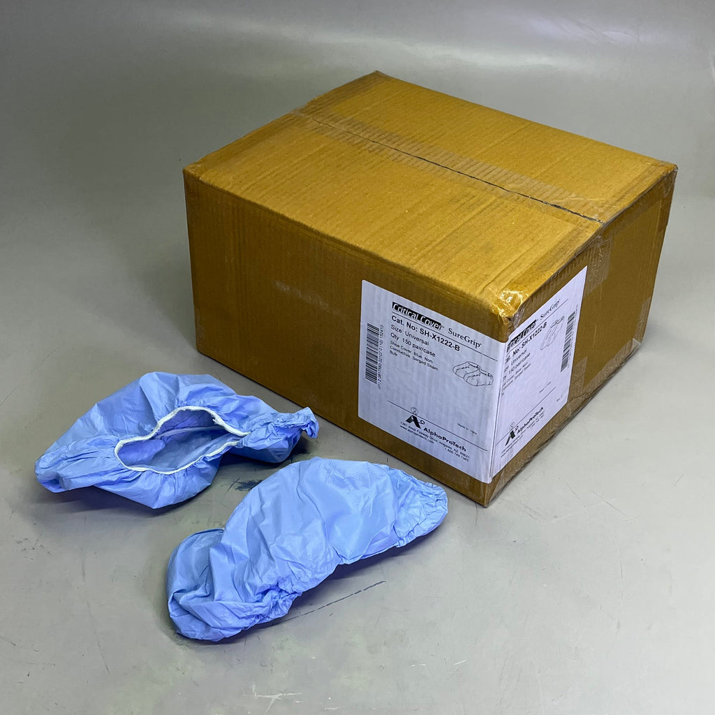 CRITICAL COVER (150 PAIRS) Sure Grip Shoe Covers Universal Size Blue SH-X1222-B