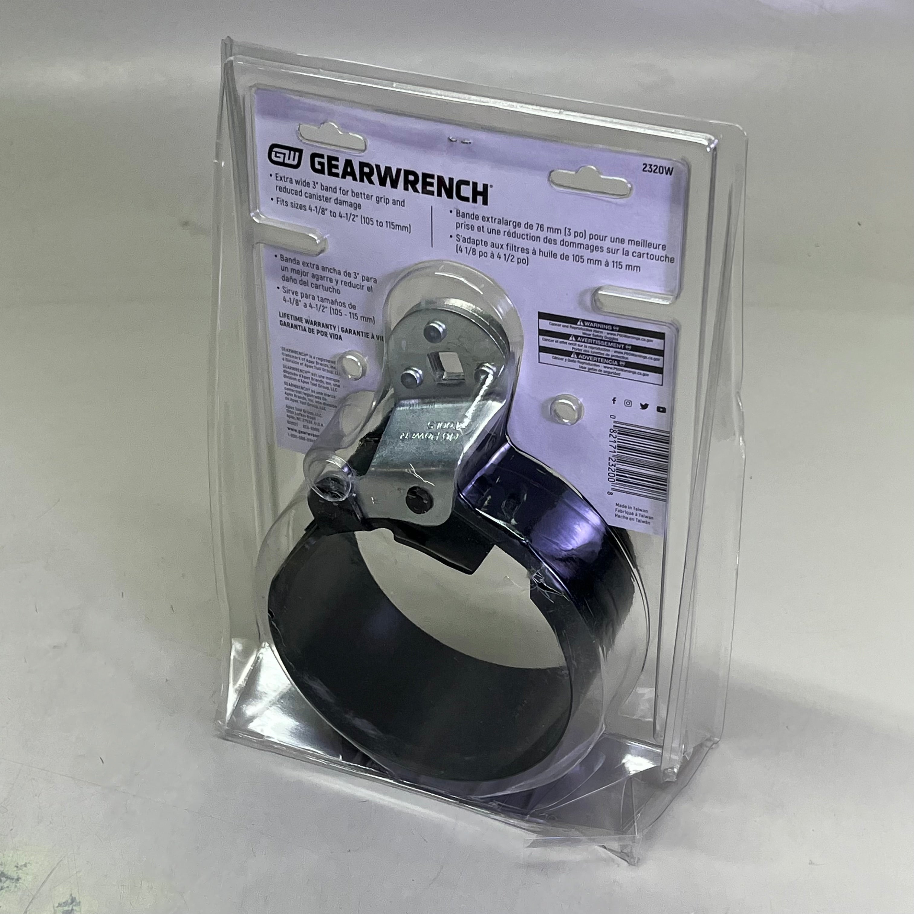 GEAR WRENCH Extra Wide Band Heavy-Duty Oil Filter Wrench 4-1/8" To 4-1/2"2320W