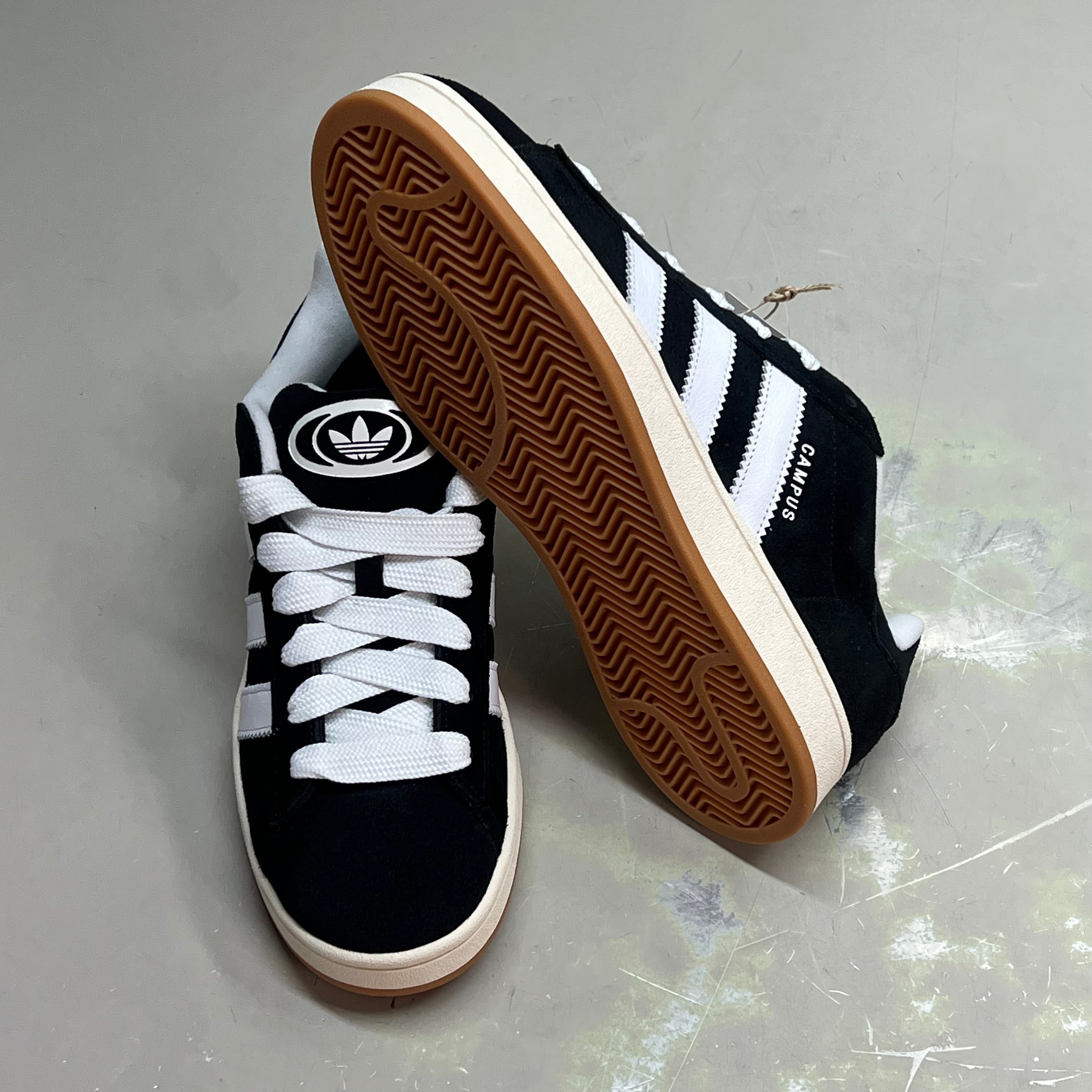 ADIDAS Campus 00s Fat Lace Sneaker Men's Sz 10 Core Black/Cloud White/Off White