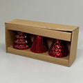 (Set of 3) Box Of Red Mercury Glass Lighted Christmas Trees