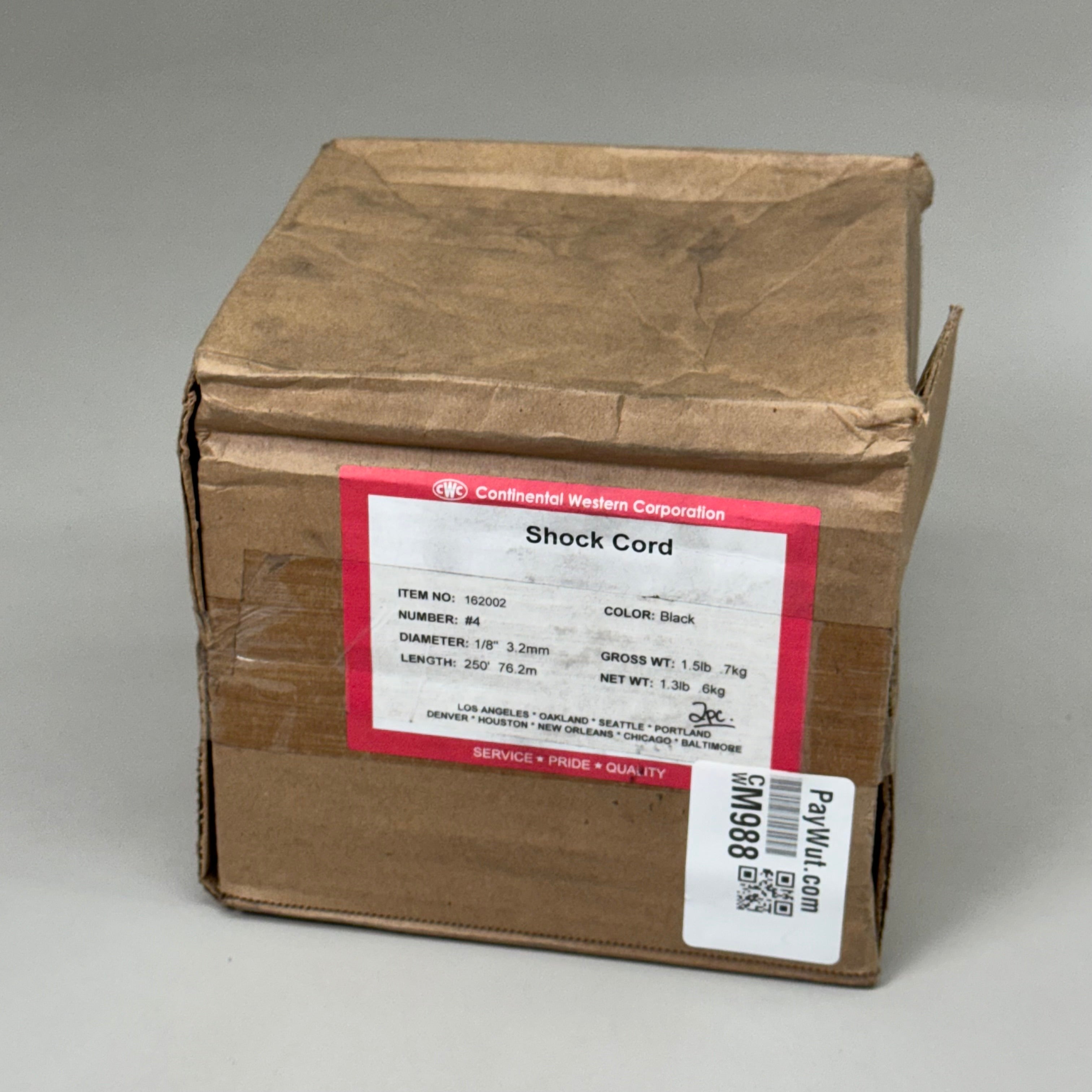 CWC (2 PACK) Rubber Shock Cord Filament Rubber - 1/8" x 250' Black 162002