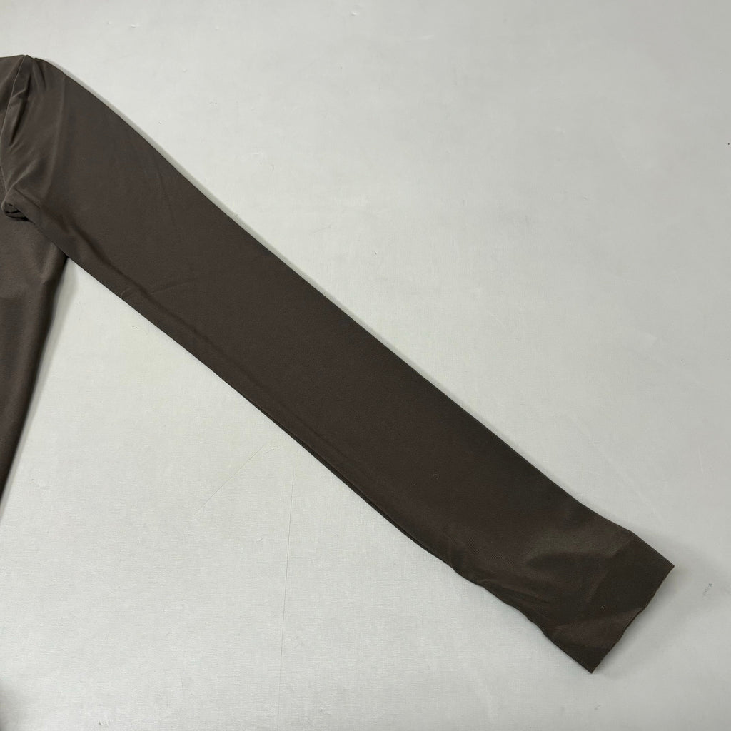 NORMA KAMALI Slim Fit Turtleneck Catsuit w/ Footsie Women's Sz XL/42 Chocolate