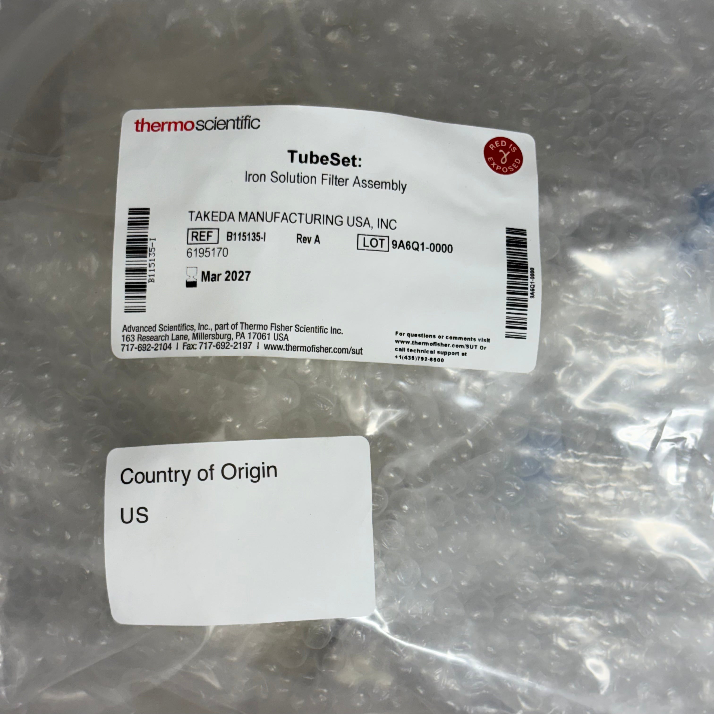 THERMO SCIENTIFICQ Iron Solution Filter Assembly Transparent B115135-I