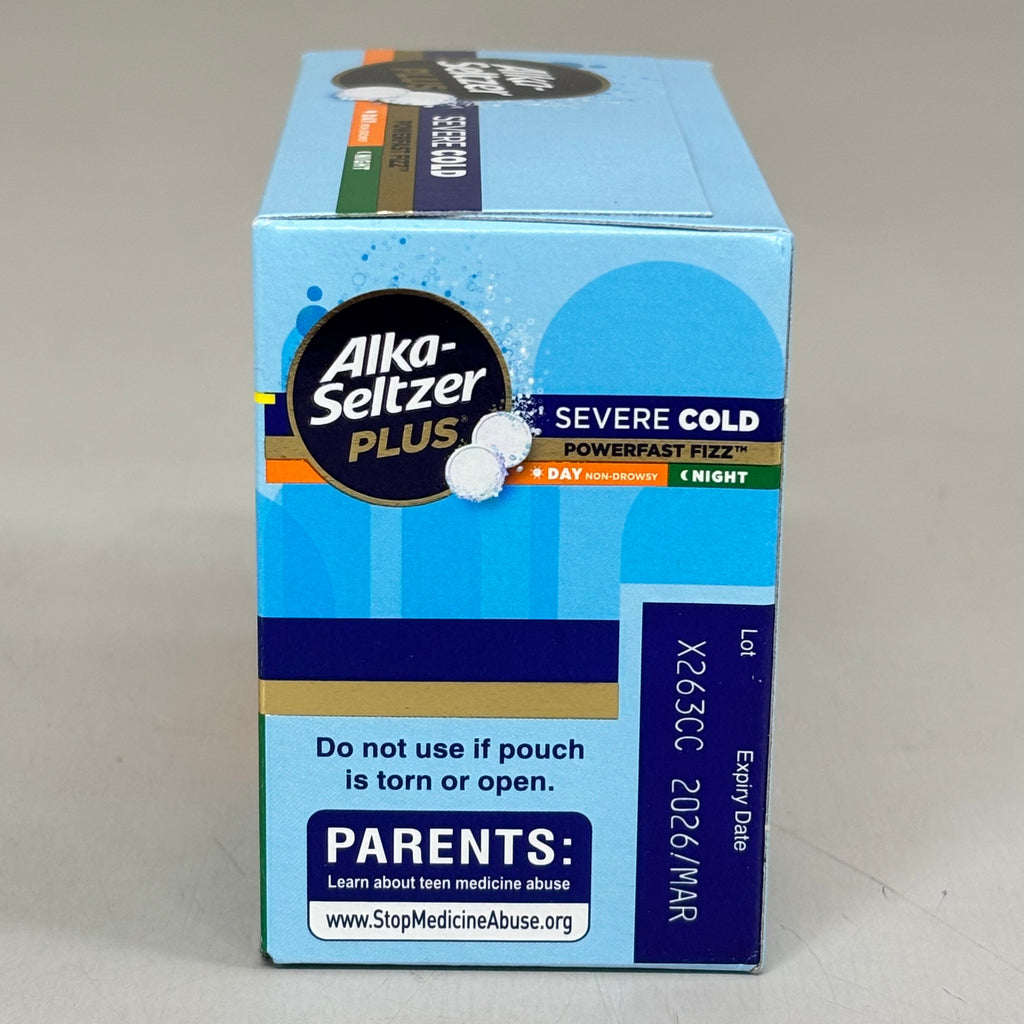 ZA@ ALKA-SELTSER PLUS (2 PACK, 24 TABLETS EACH) Severe Cold 16 Day + 8 Night Tabs BB 03/26 C