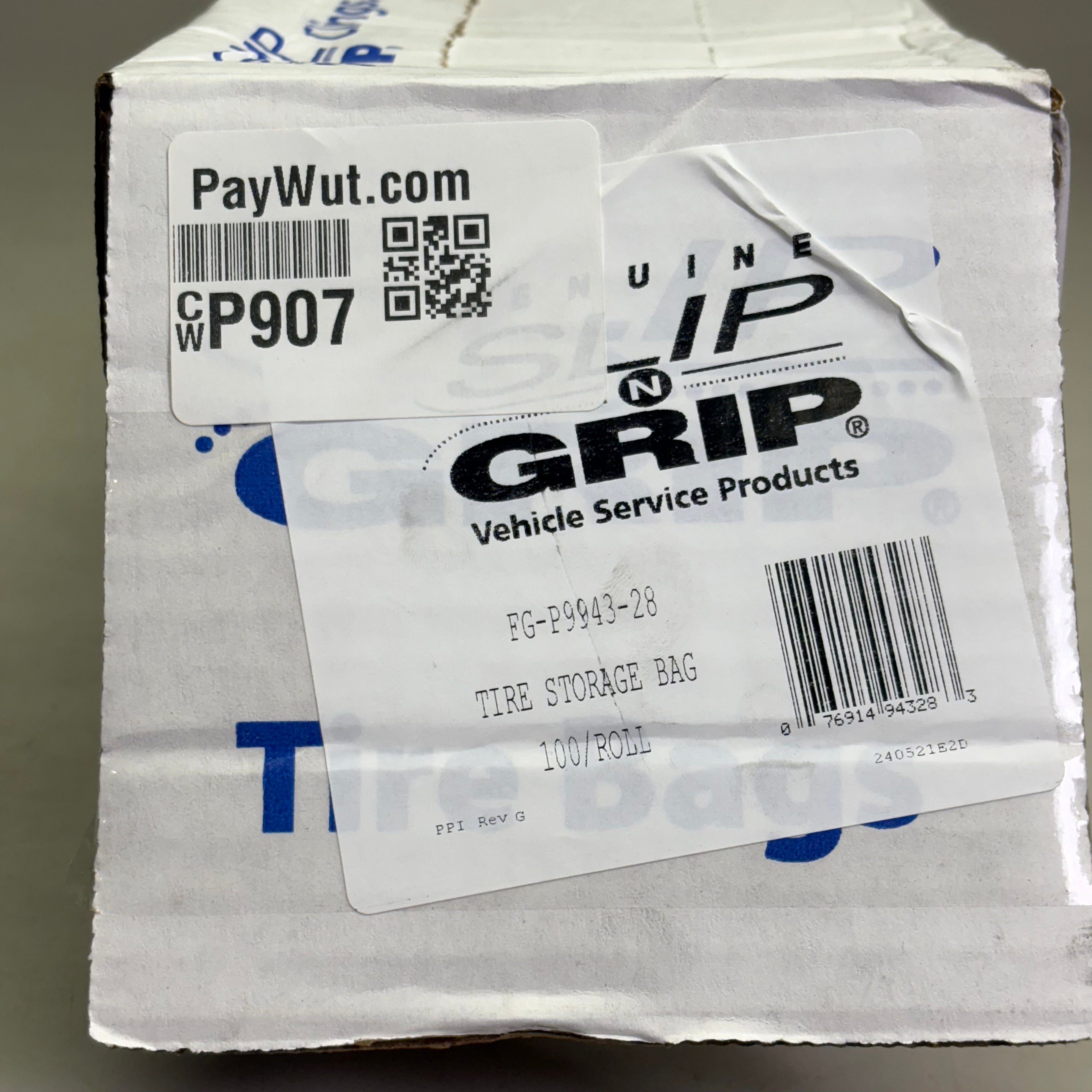 SLIP N GRIP (100 Pack) Tire Storage Bag, Multi-Layer, High Strength Plastic Film