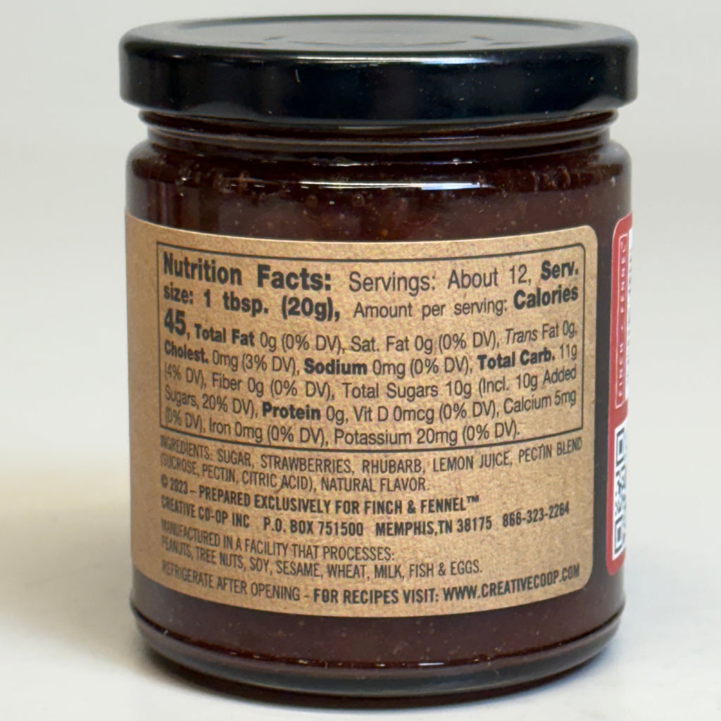 ZA@ FINCH + FENNEL (6 Pack) Strawberry Rhubarb Dip/Spread 9 oz BB 08/27 C