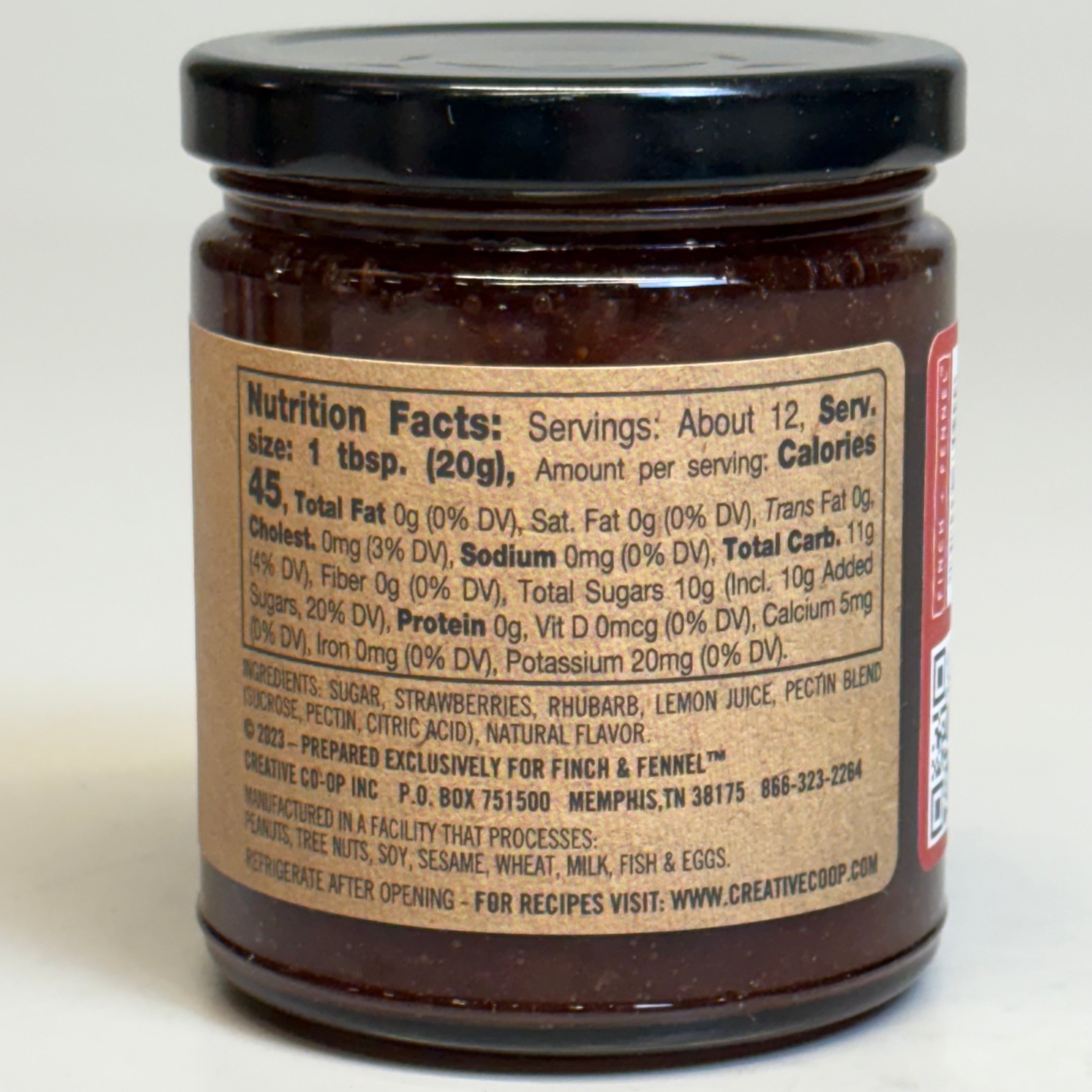 ZA@ FINCH + FENNEL (6 Pack) Strawberry Rhubarb Dip/Spread 9 oz BB 08/27 C
