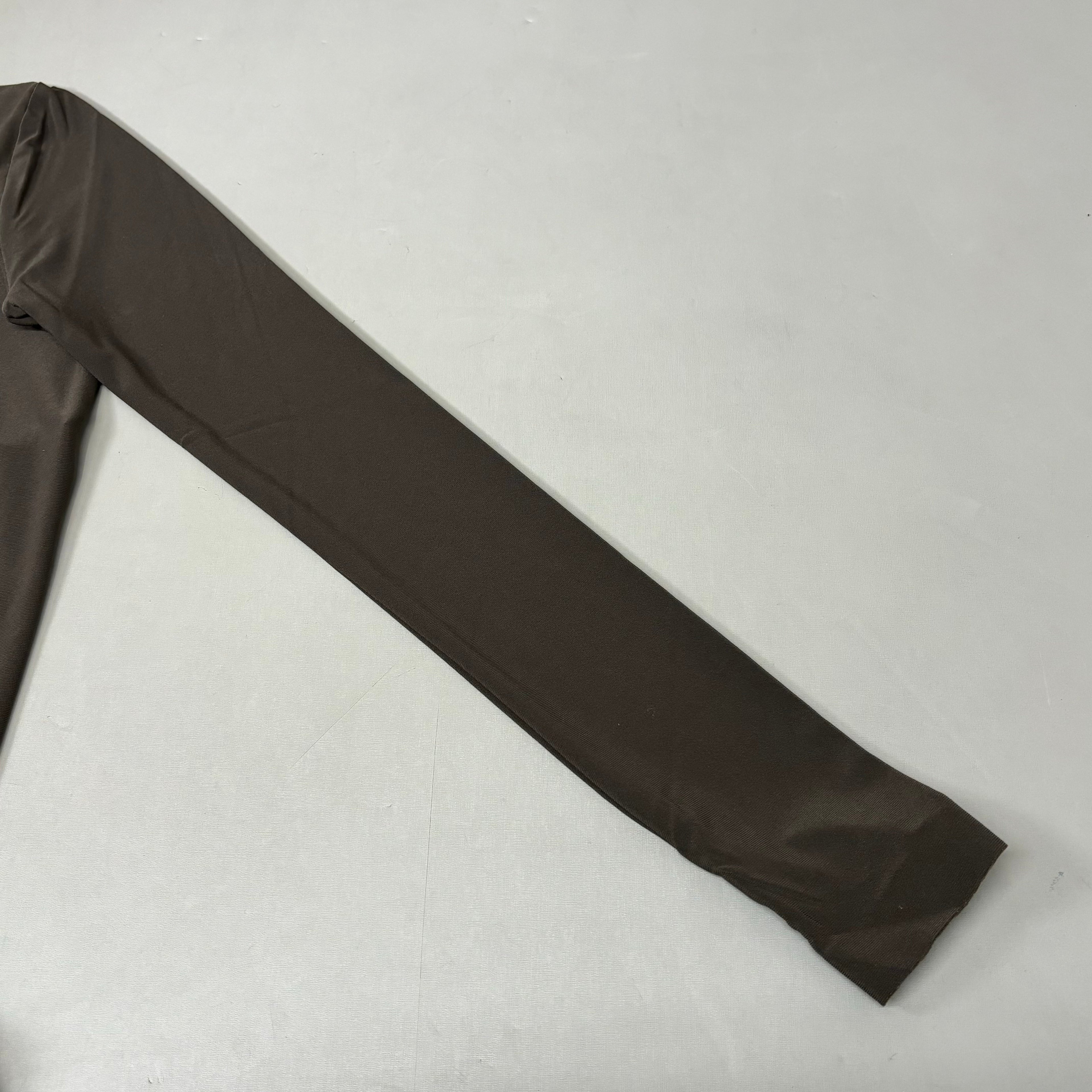NORMA KAMALI Slim Fit Turtleneck Catsuit w/ Footsie Women's Sz L/40 Chocolate