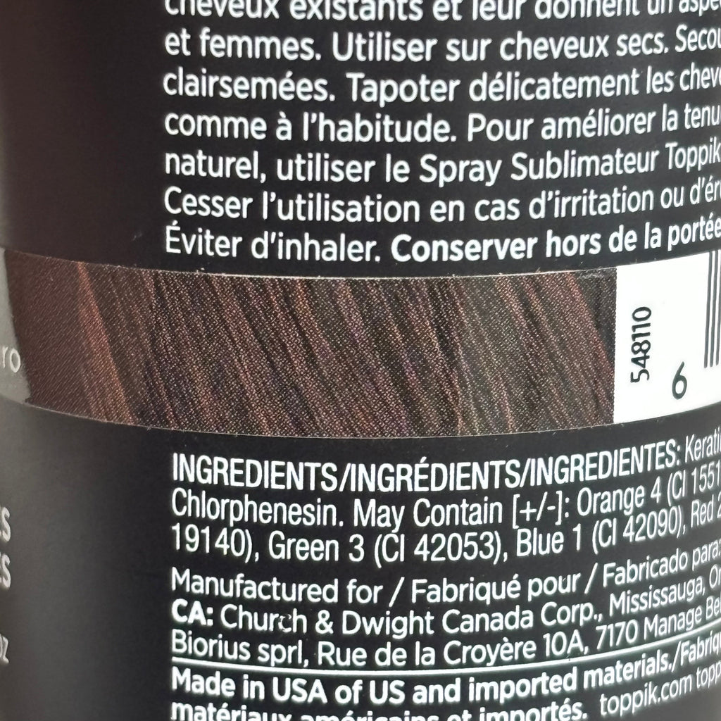 TOPPIK Safe & Natural Hair Building Fibers All Hair Types 0.42 oz Dark Brown