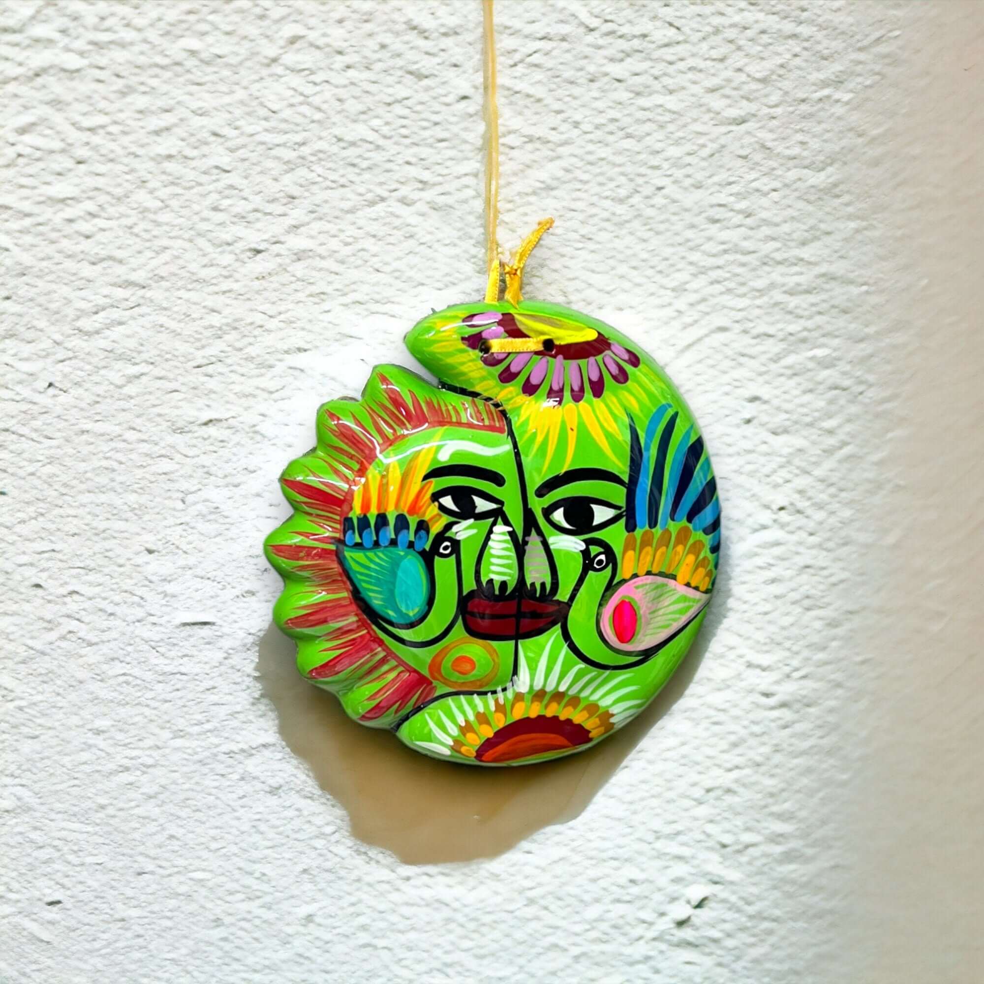 Guerrero Sun Moon Wall Art | Hand-Painted Mexican Eclipse Decor
