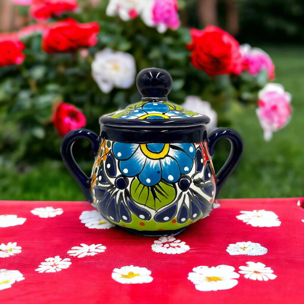 Handmade Talavera Sugar Jar | Colorful Mexican Ceramic Pot