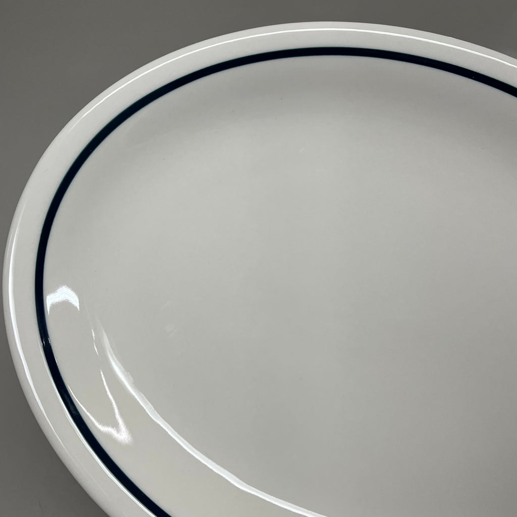 TUXTON (12 PACK) Oval Platter China Eggshell White w/ Blue Band 11"-1/2" IHP-020