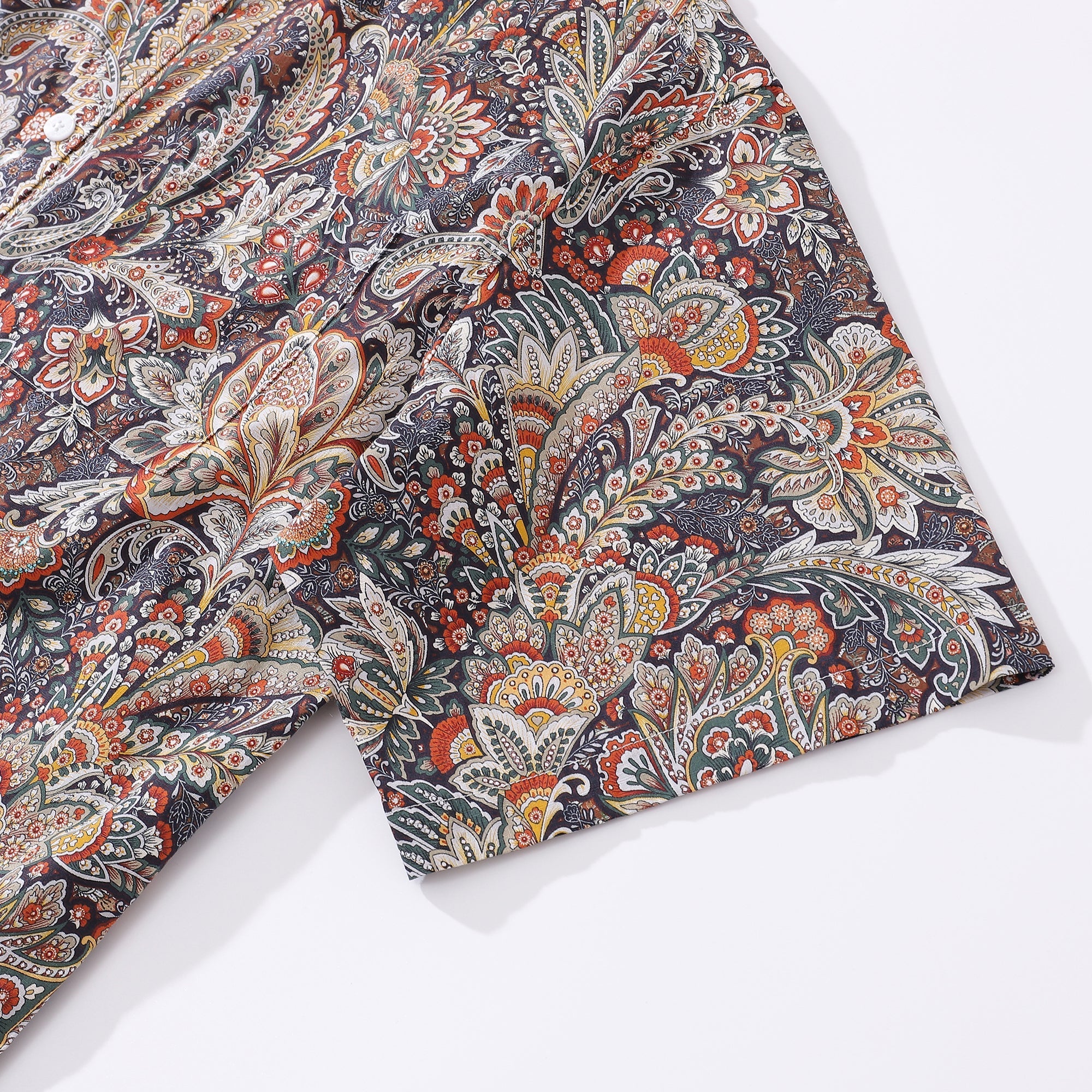 Men's Hawaiian Shirt Scroll Pattern Print Cotton Button-down Short Sleeve Aloha Shirt By Sylvia