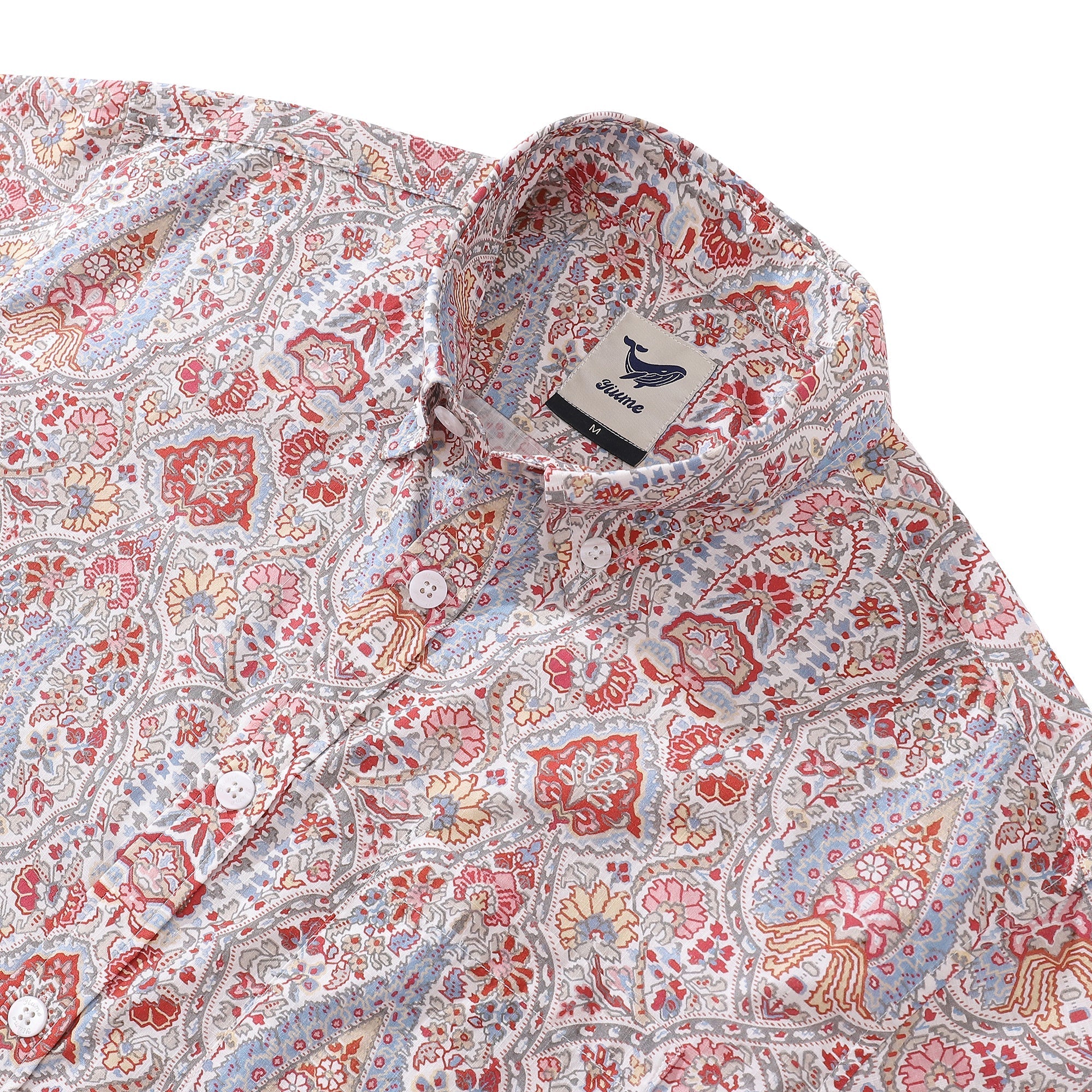 Men's Hawaiian Shirt Flower Pattern Print Cotton Button-down Short Sleeve Aloha Shirt By Amy