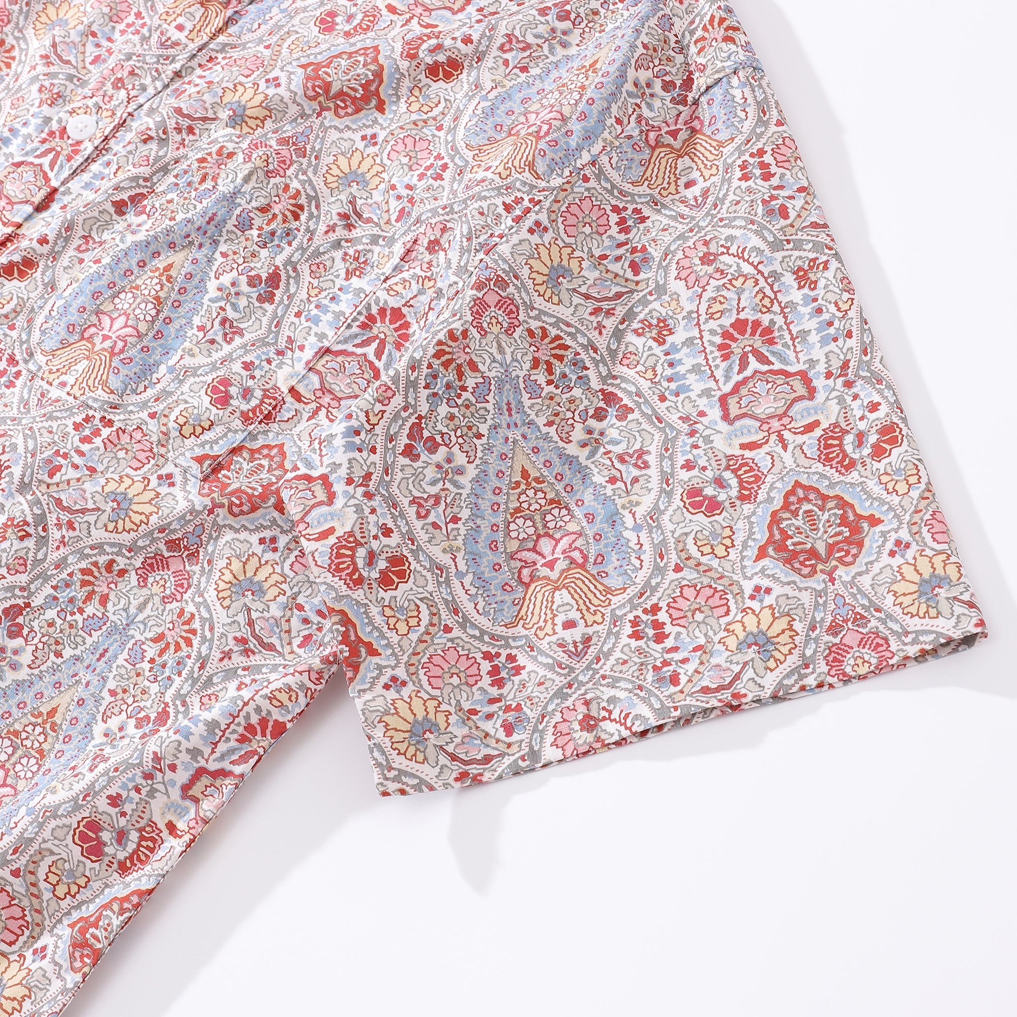 Men's Hawaiian Shirt Flower Pattern Print Cotton Button-down Short Sleeve Aloha Shirt By Amy