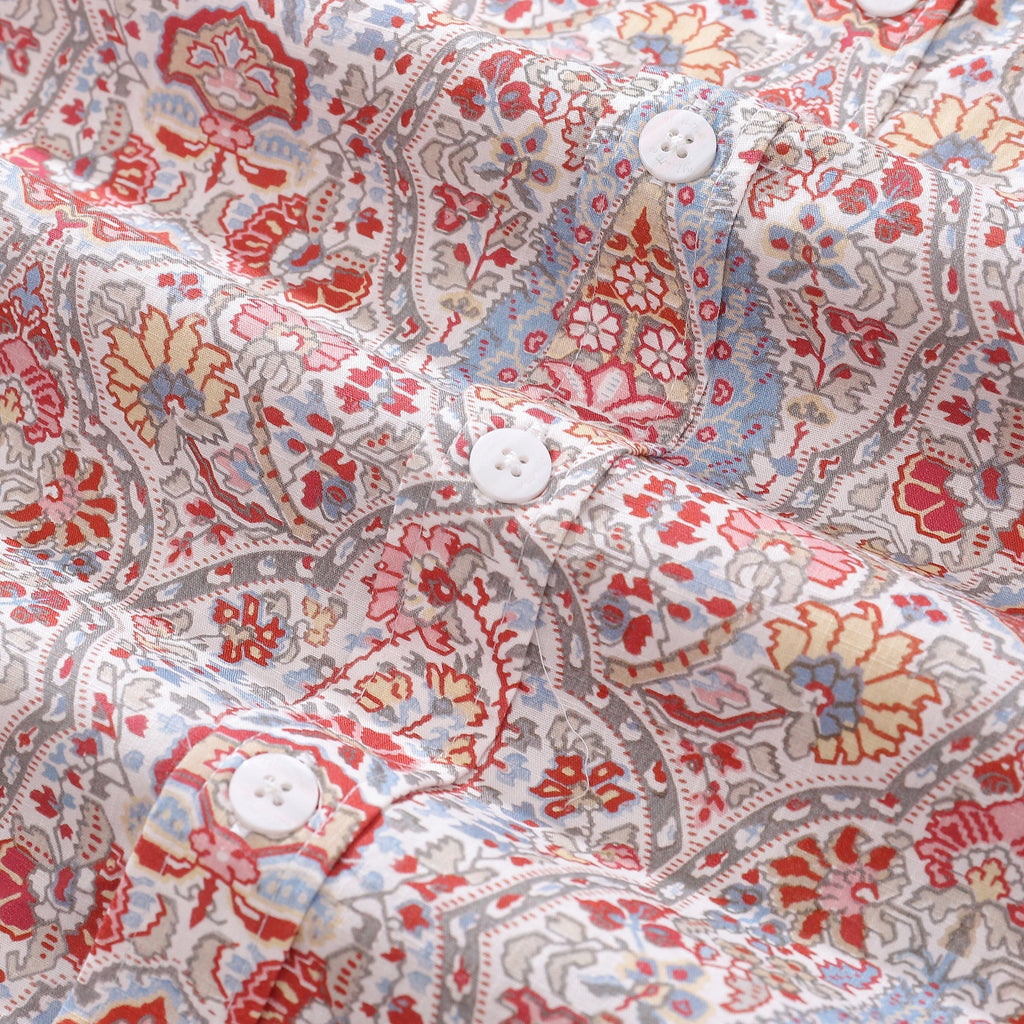 Men's Hawaiian Shirt Flower Pattern Print Cotton Button-down Short Sleeve Aloha Shirt By Amy