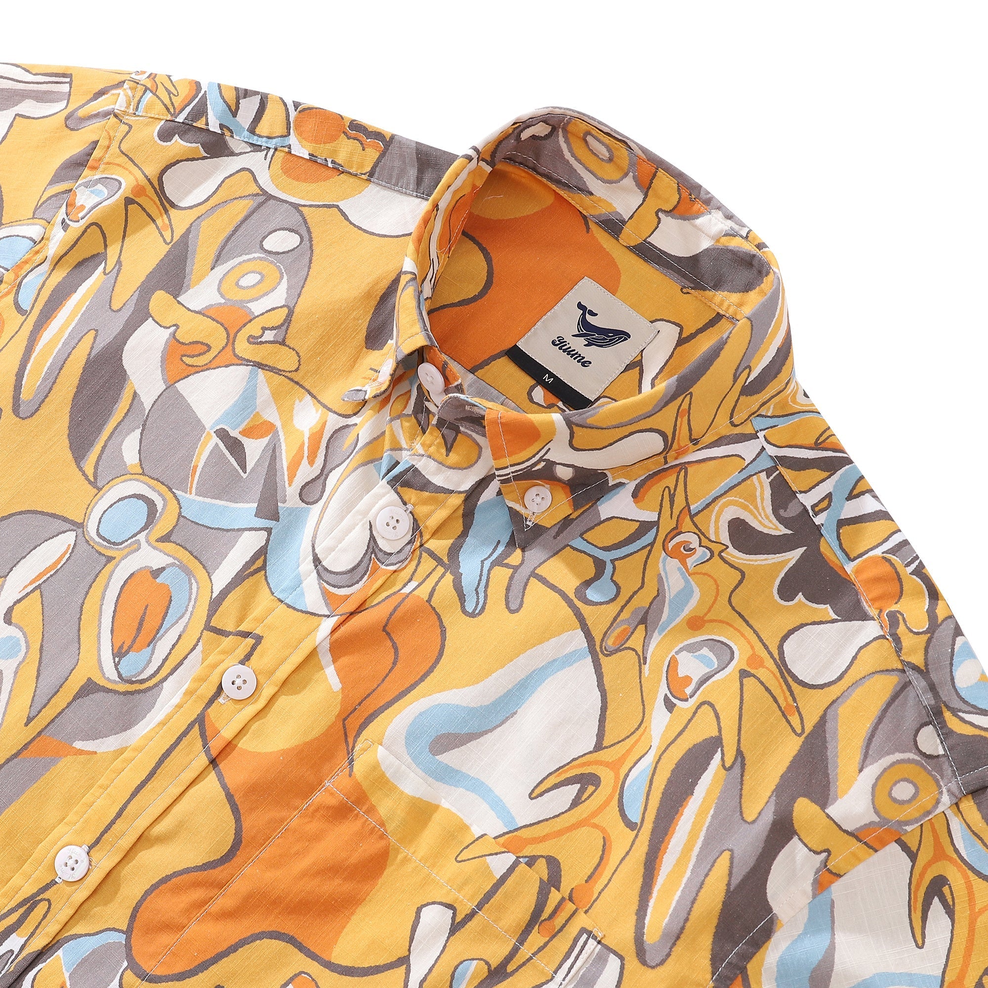 Men's Hawaiian Shirt Tropical Jazz Print Cotton Button-down Short Sleeve Aloha Shirt By Evan