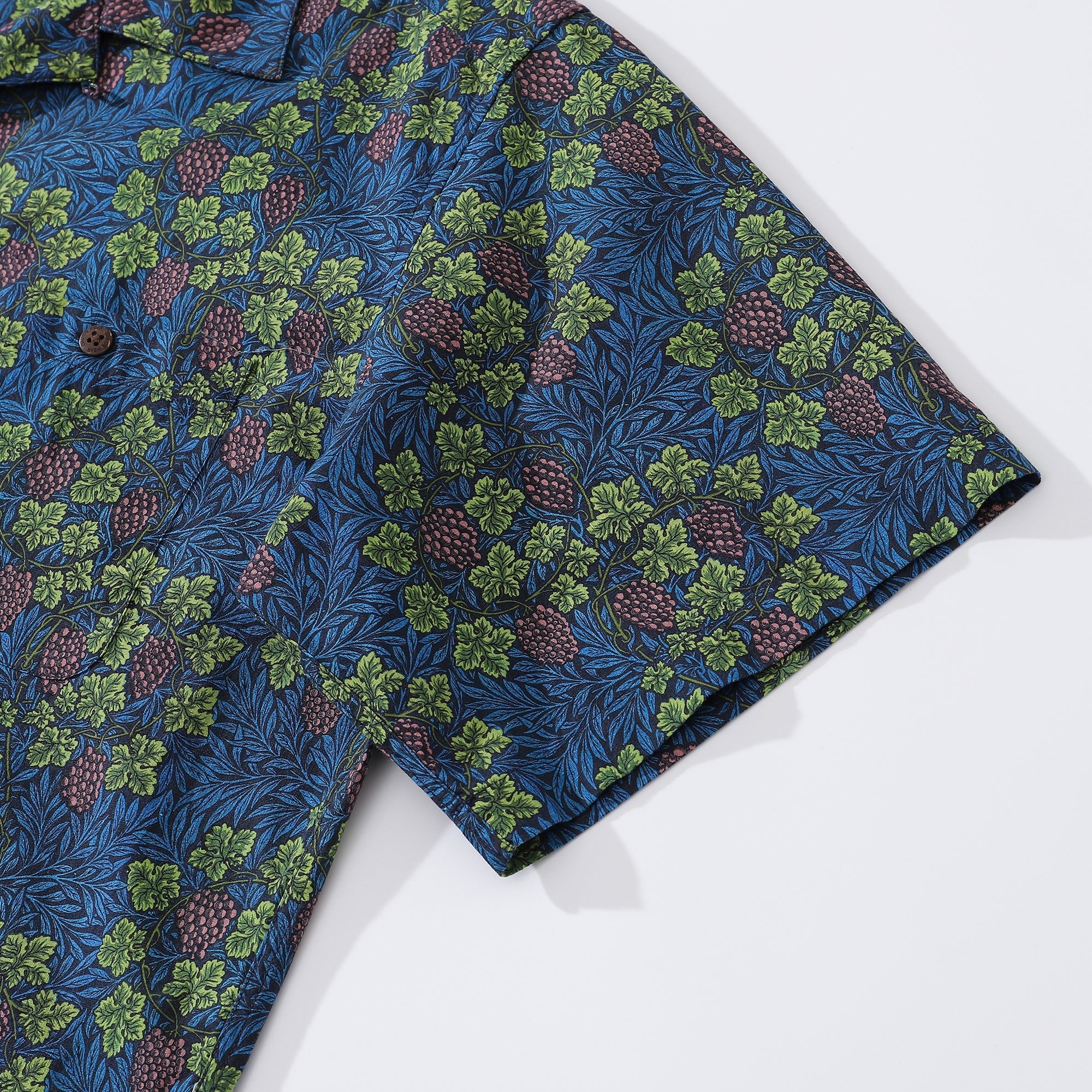 Hawaiian Shirt For Men Grapevine Shirt Camp Collar 100% Cotton By Amy