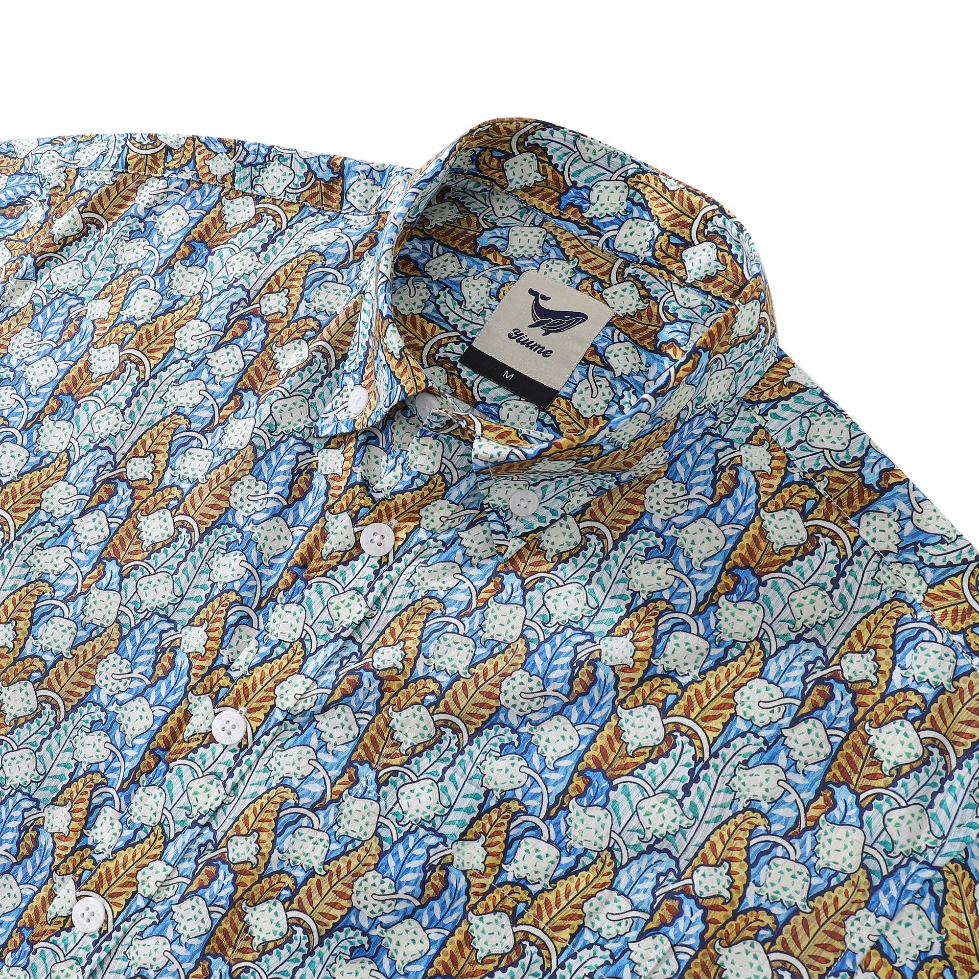 Men's Hawaiian Shirt Lily of the Valley Print Cotton Button-down By Amy