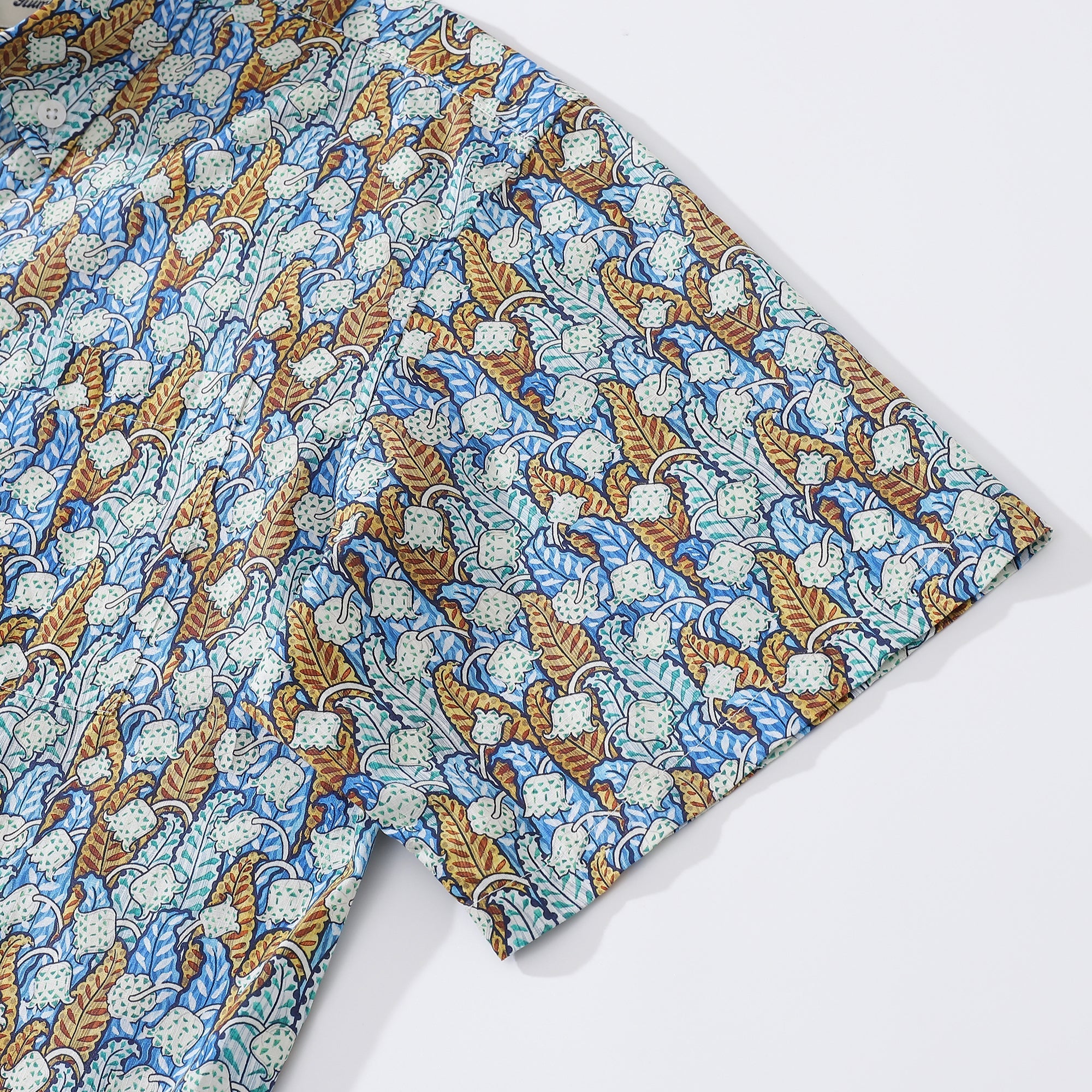 Men's Hawaiian Shirt Lily of the Valley Print Cotton Button-down By Amy