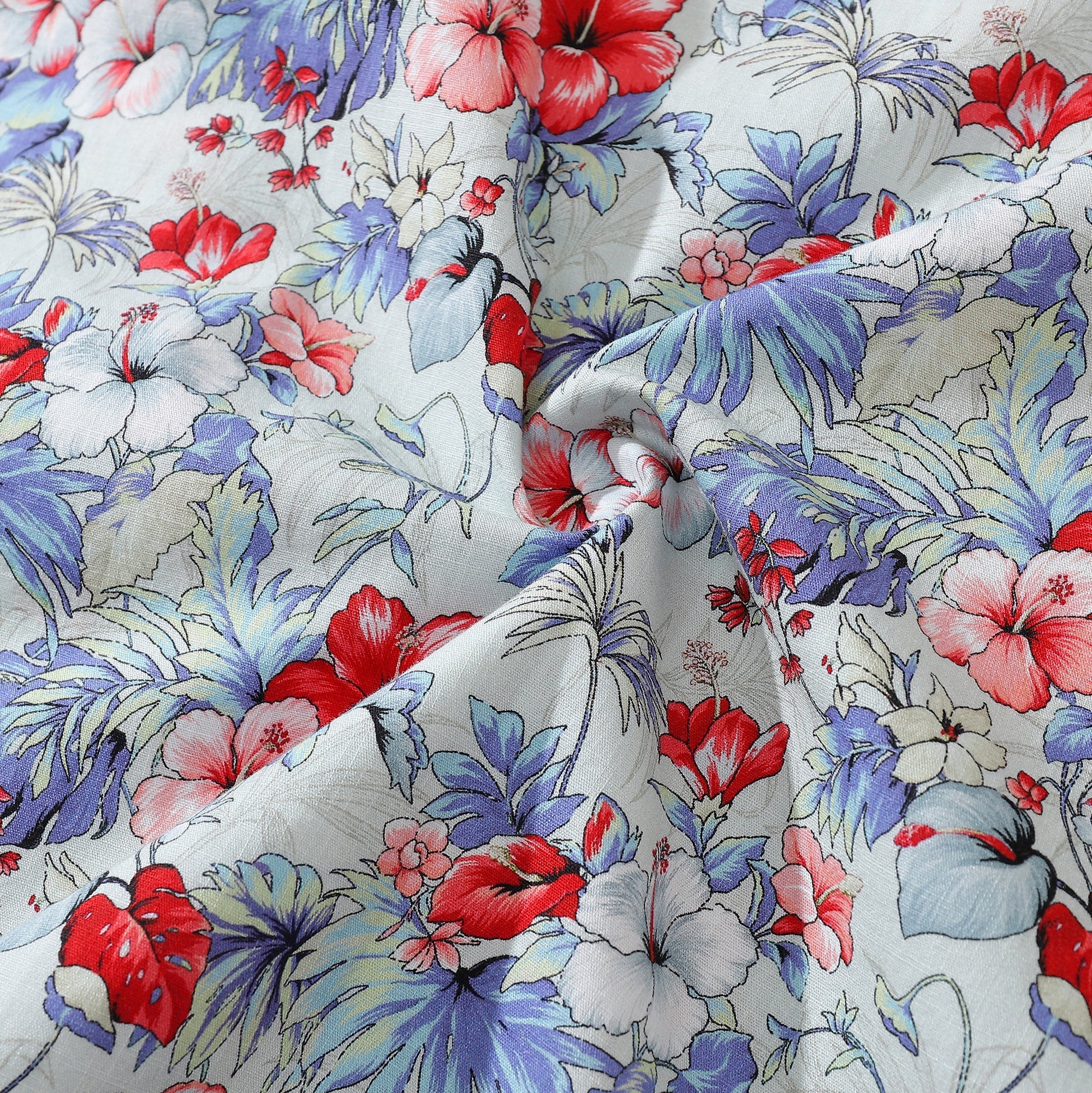 Men's Hawaiian Shirt Tropical Hibiscus Floral Cotton Aloha Shirt Button Down By Amy