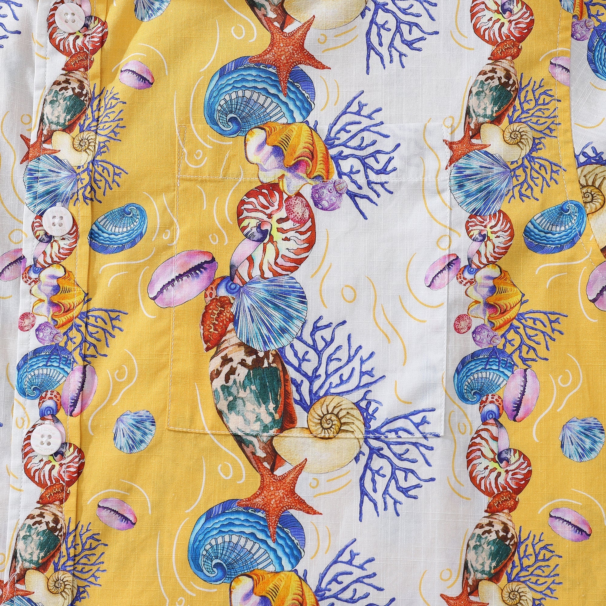 Men's Hawaiian Shirt Shell-Stripes Short Sleeve Aloha By Sylvia