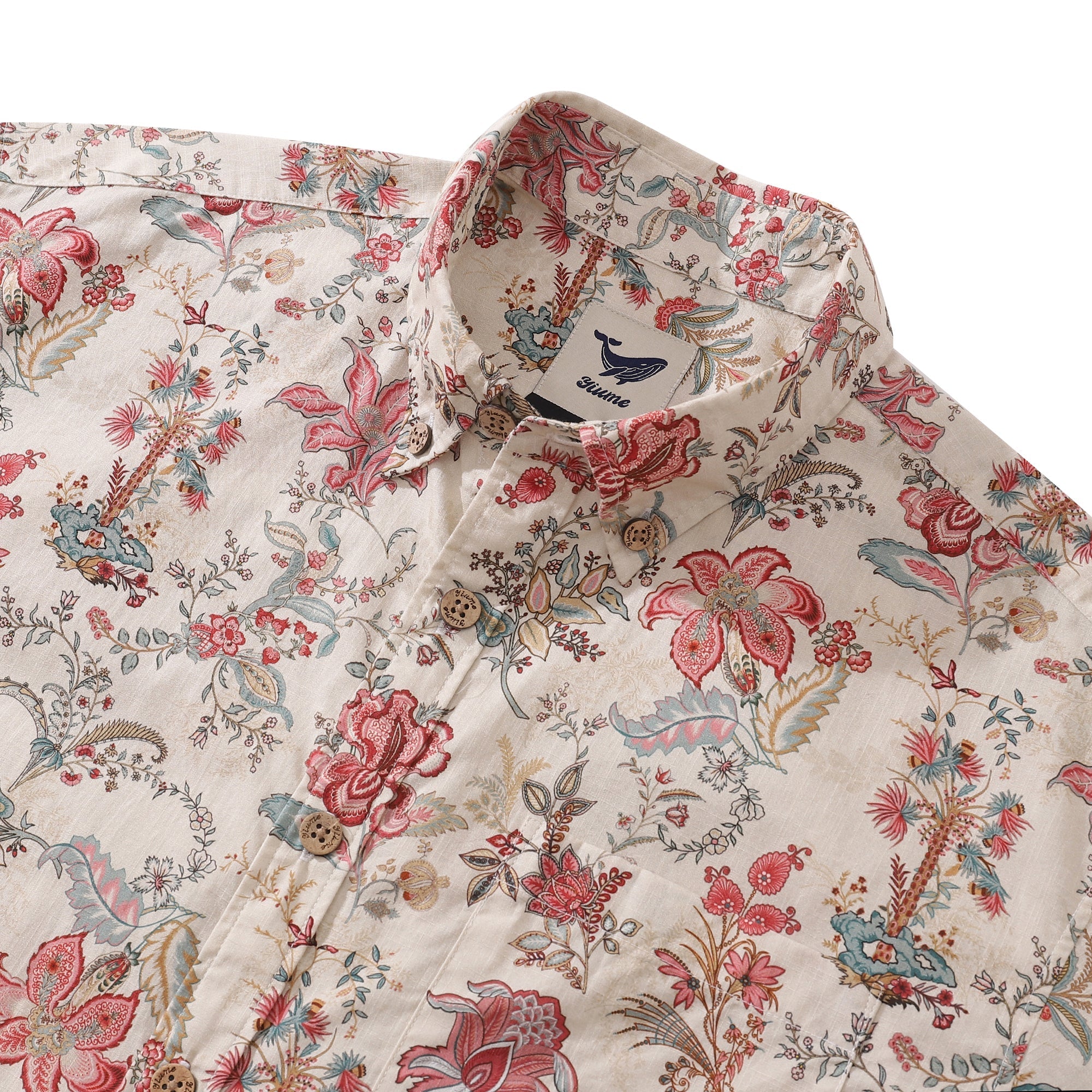 Valentine's Day Men's Hawaiian Shirt Paradise Found Print Cotton Button-down Short Sleeve Aloha Shirt By Sherry
