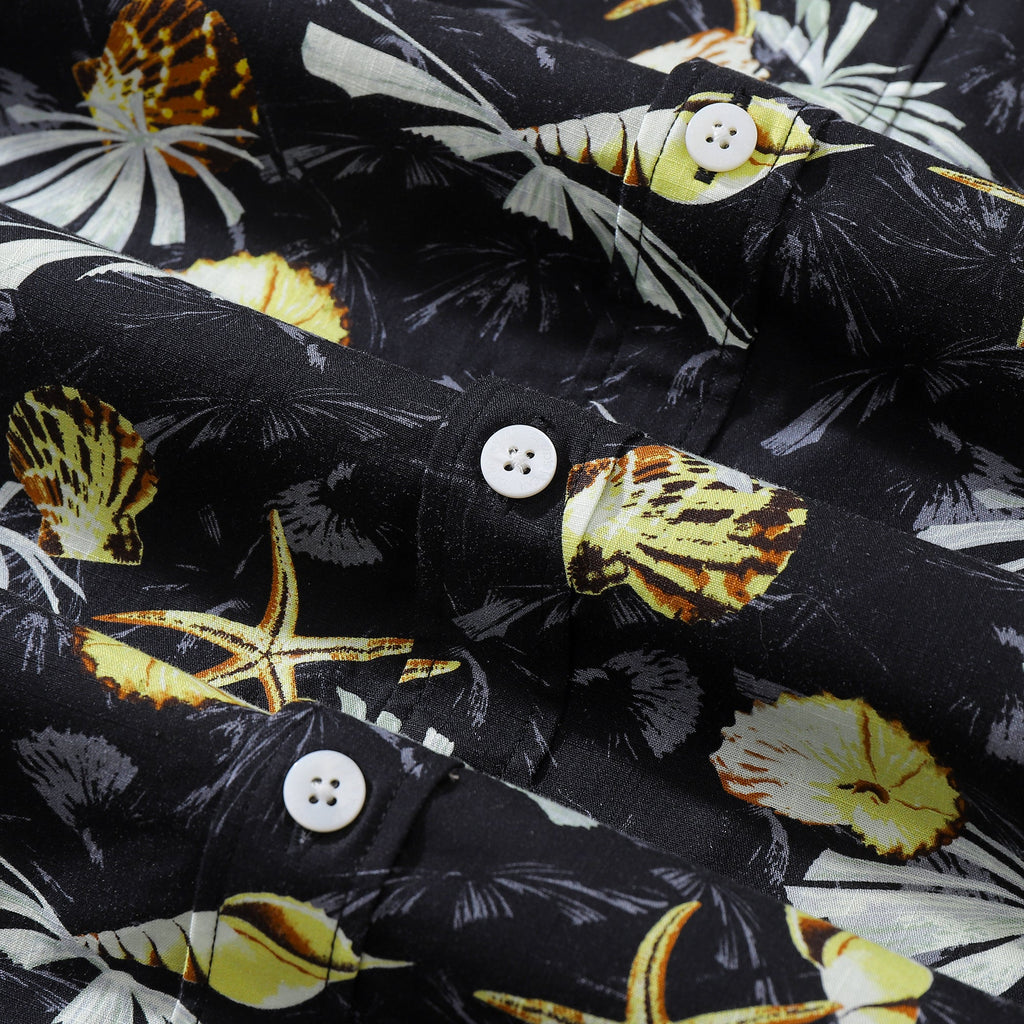 Hawaiian Shirts For Men Vintage Tropical Conch Button Down Cotton Aloha Shirt By Amy