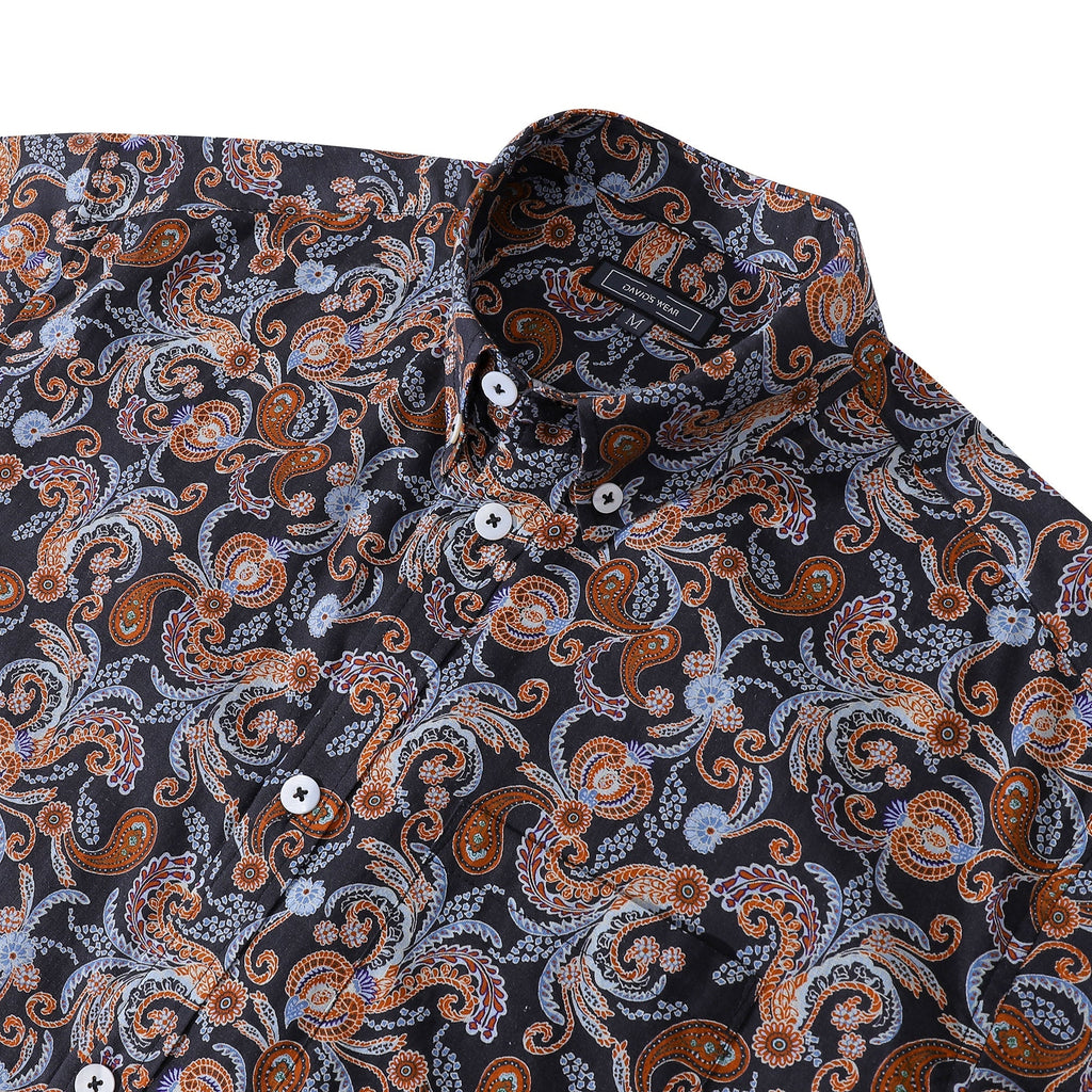 Men's Aloha Shirt Cotton Short Sleeve Classic Pattern Button Down Hidden Pocket By Amy